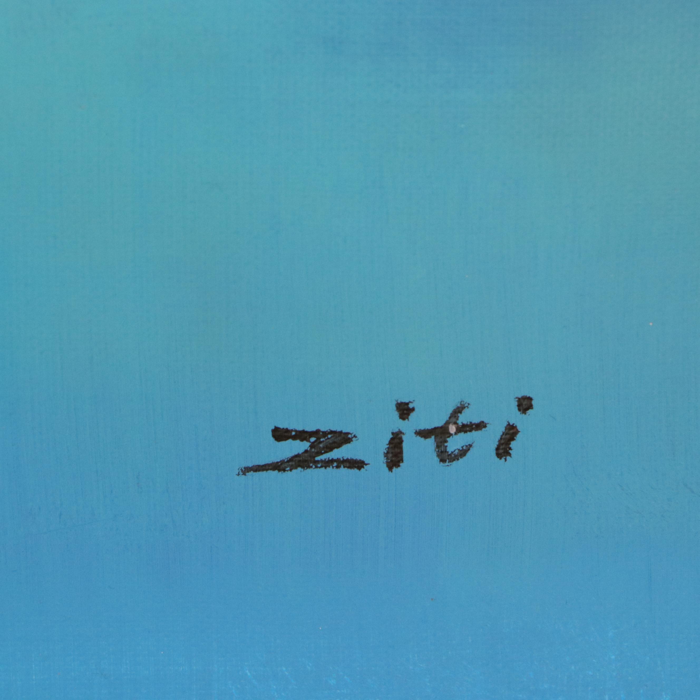 Ziti Stylized Seascape Oil Painting, 21st Century