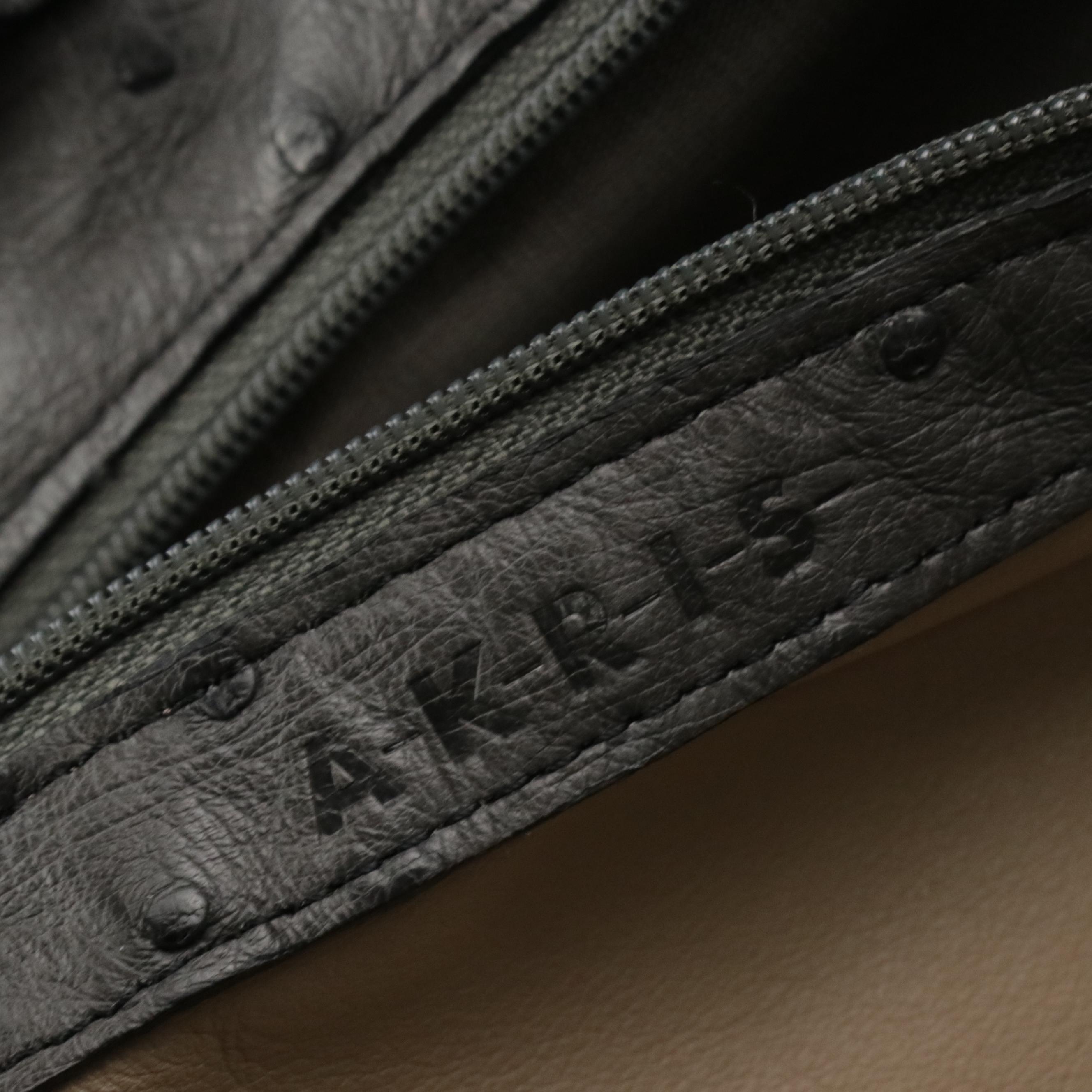 Akris "Ai" Convertible Medium Two-Way Tote in Cool Grey Ostrich Leather