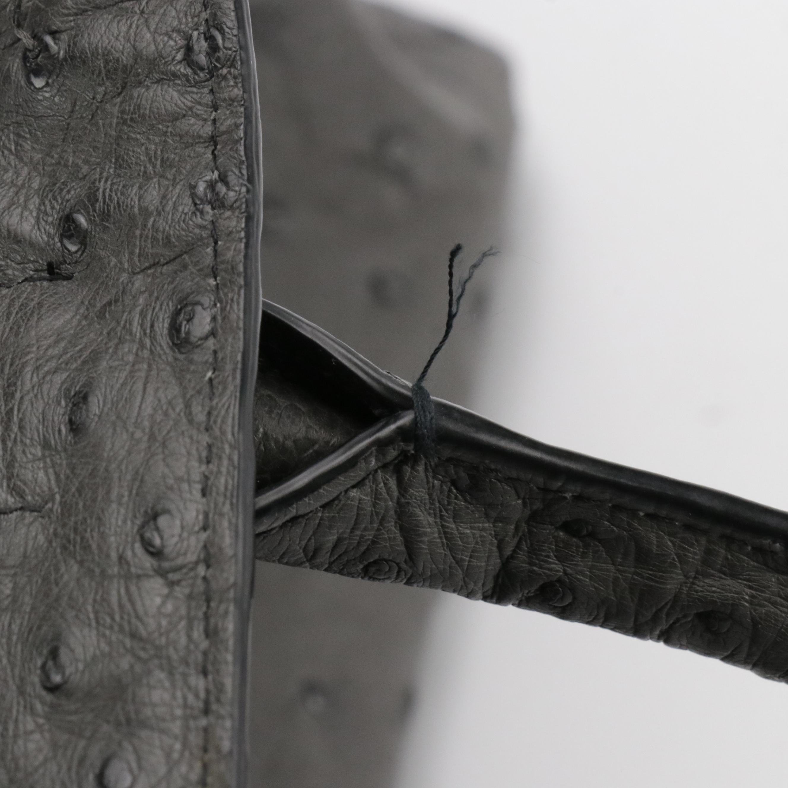 Akris "Ai" Convertible Medium Two-Way Tote in Cool Grey Ostrich Leather