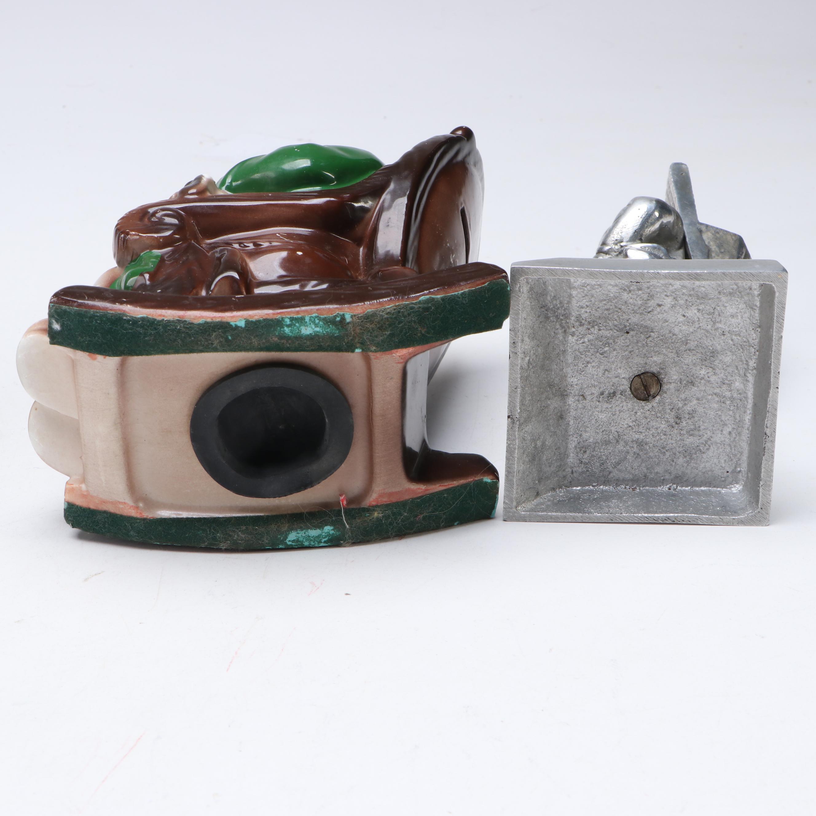 "Retirement Fund" Figural Ceramic Coin Bank, Swiss Pennant Flags and More