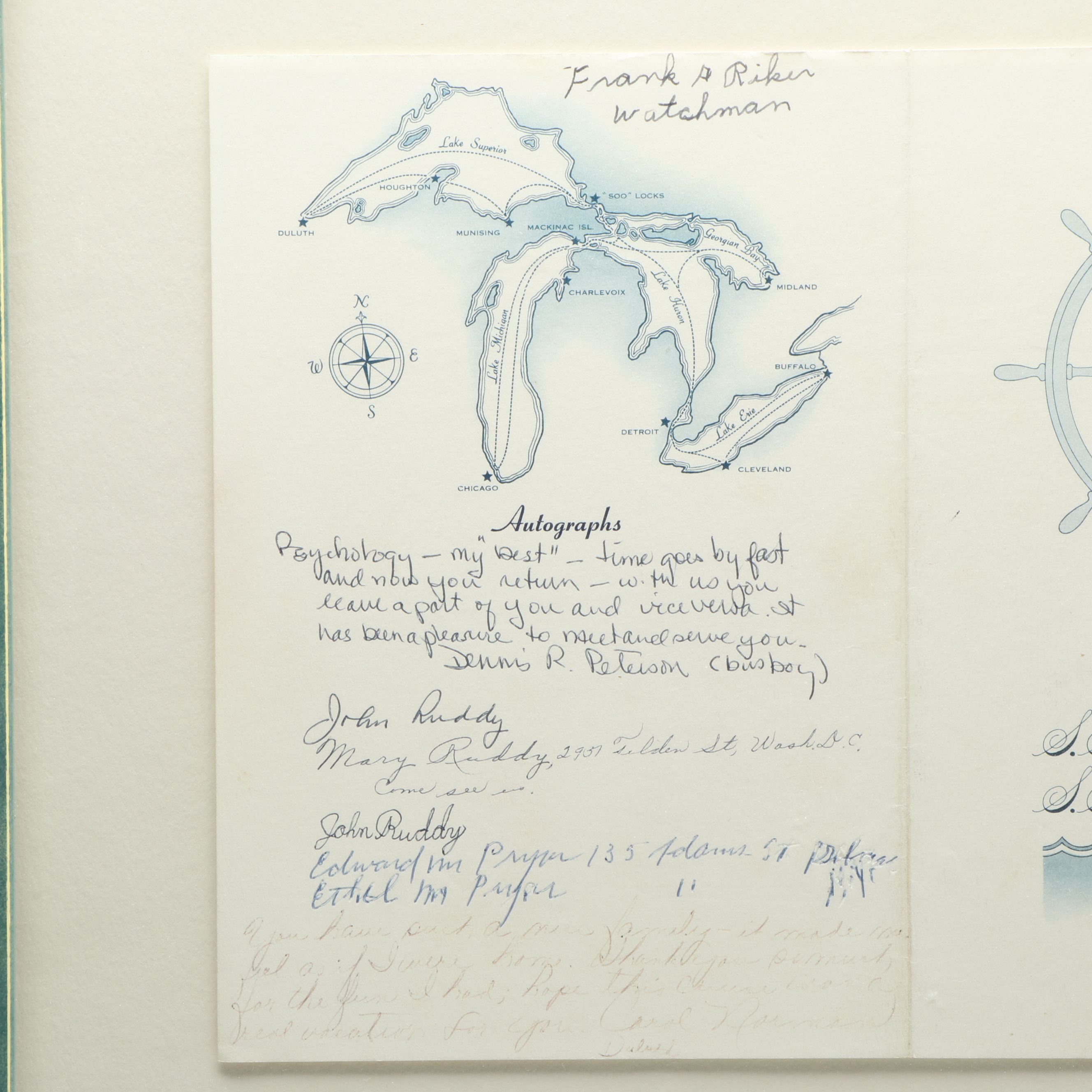The Georgian Bay Line S.S. South American Dinner Menu, 1962