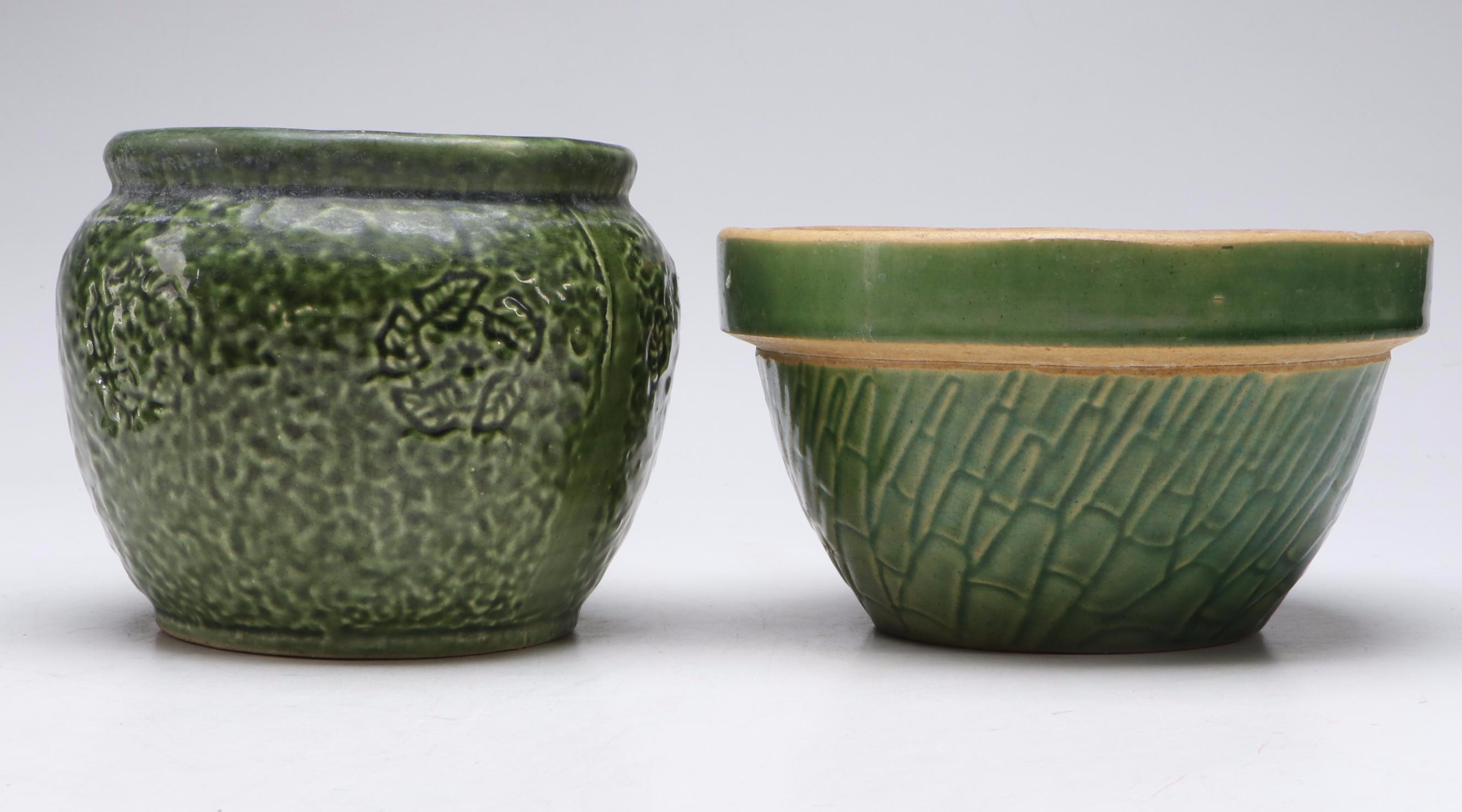 Haeger Pottery and Other Green Glaze Ceramic Planters and Vases