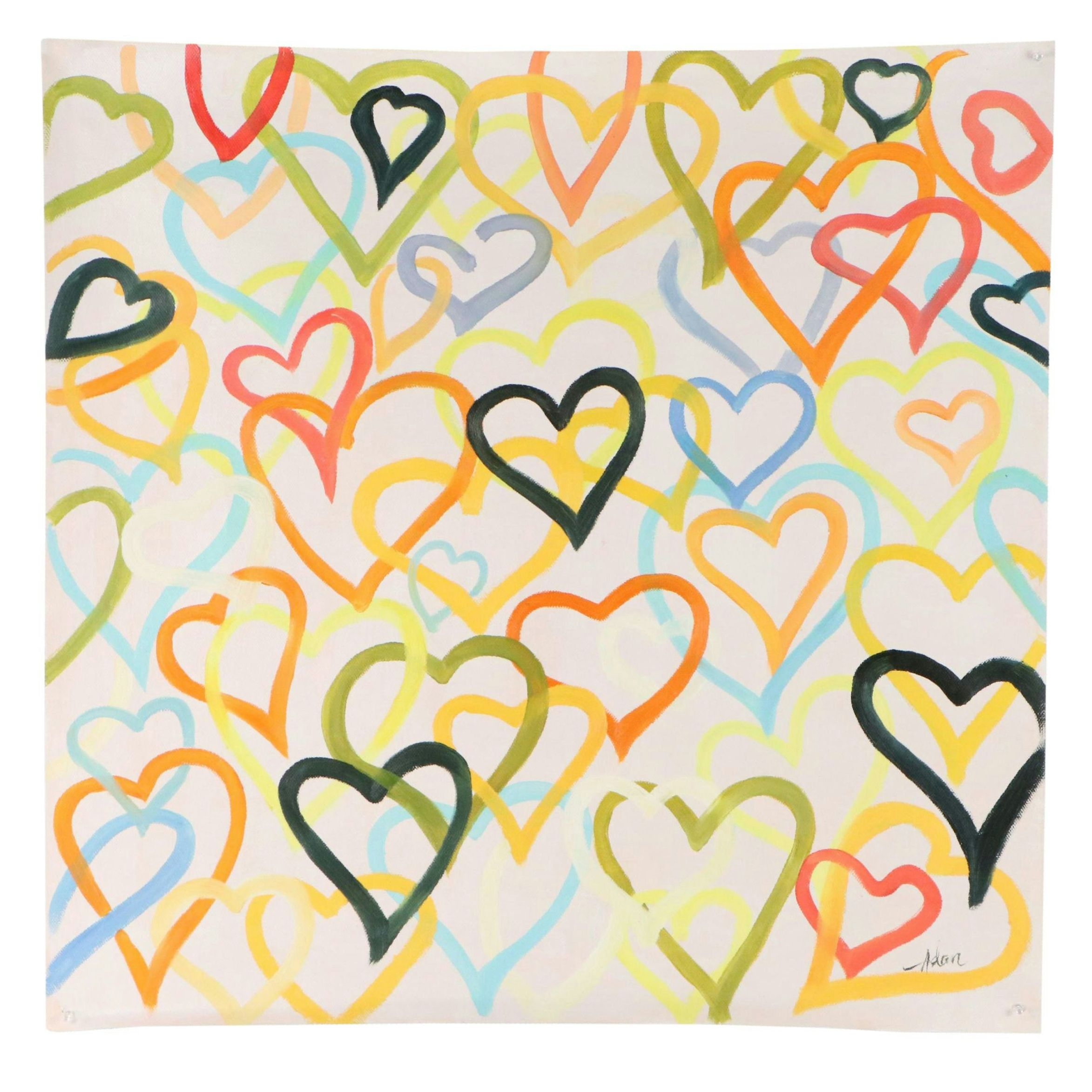 Adan Oil Painting of Hearts, 21st Century