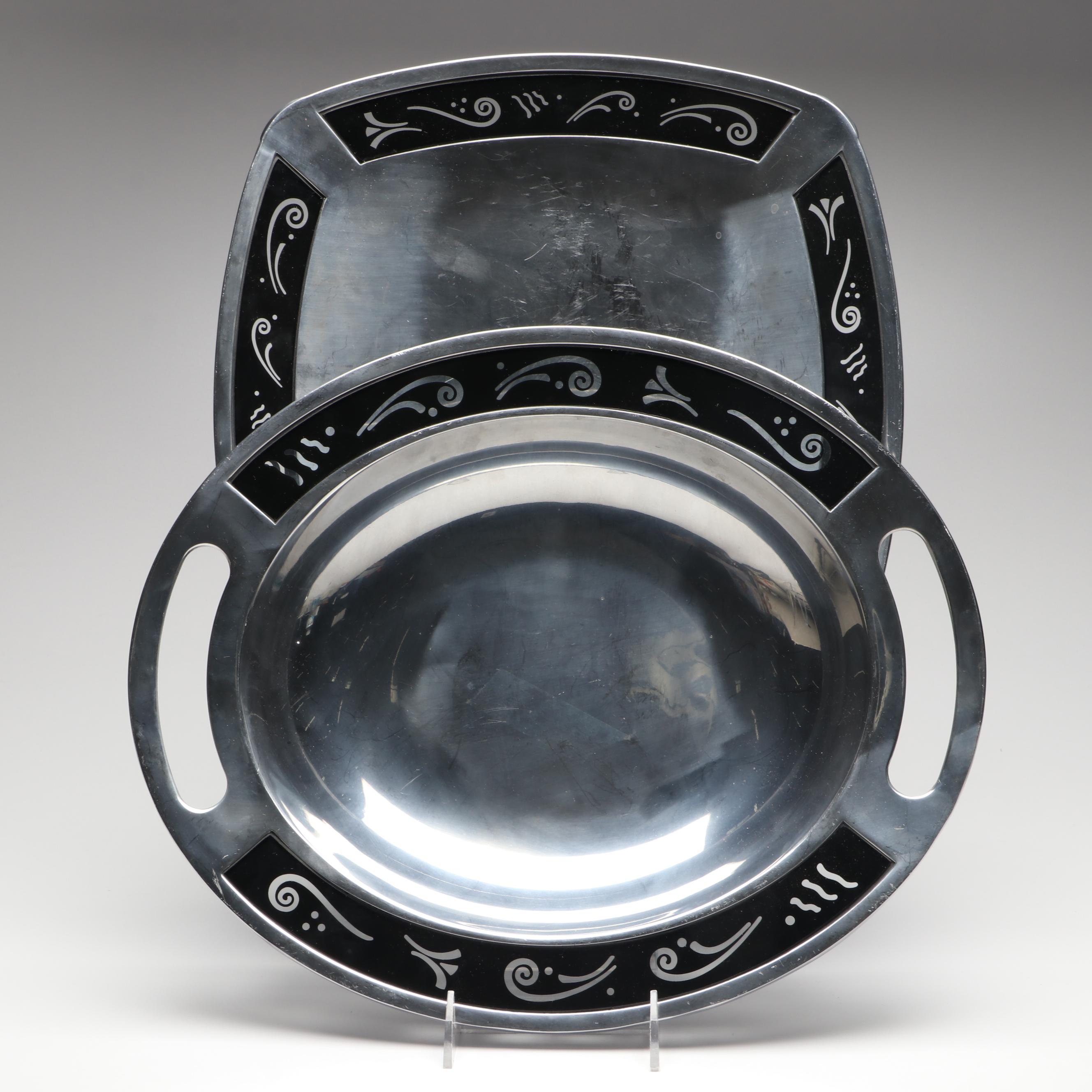 Lenox "Spyro Black" Metal Serving Bowl and Tray