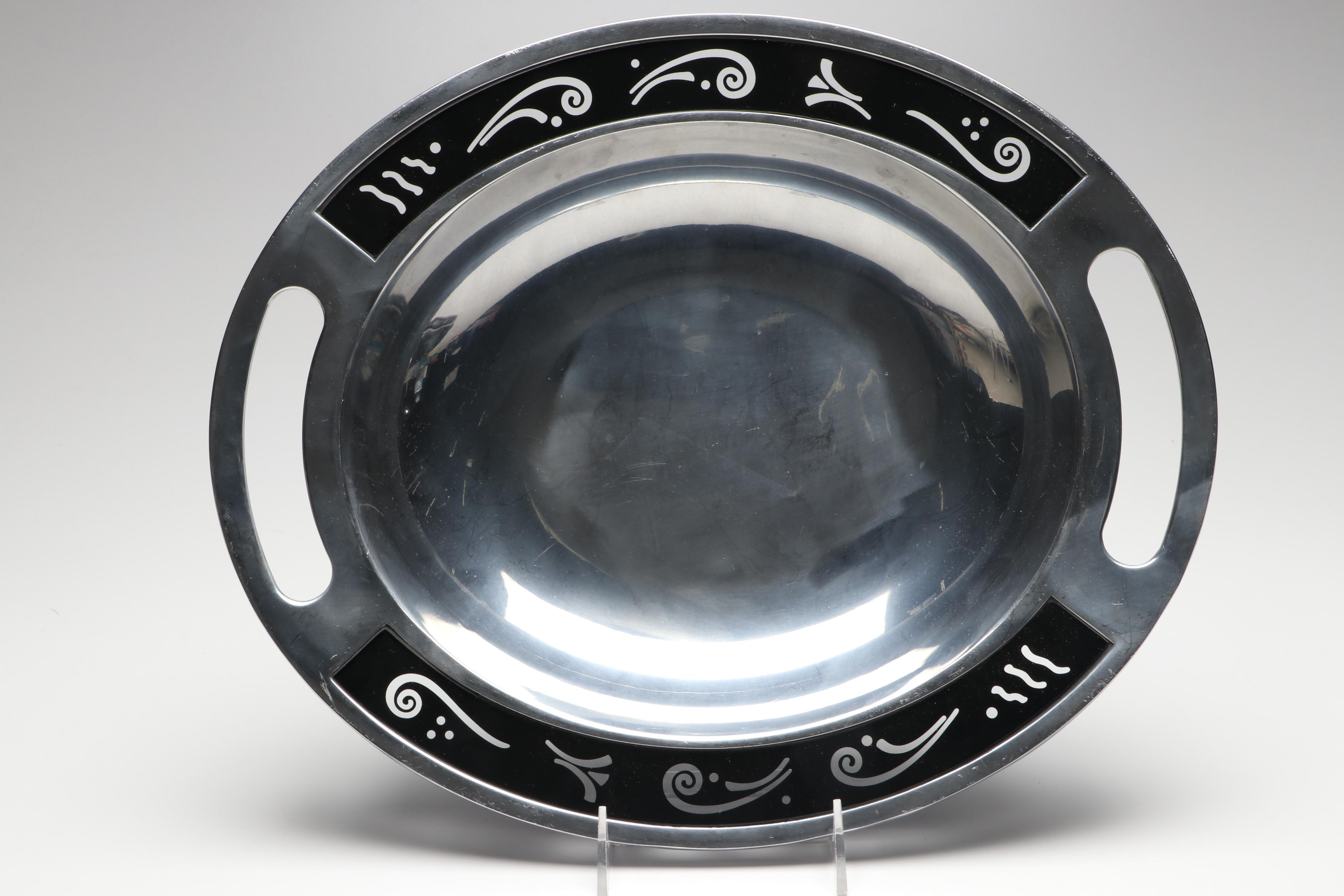 Lenox "Spyro Black" Metal Serving Bowl and Tray