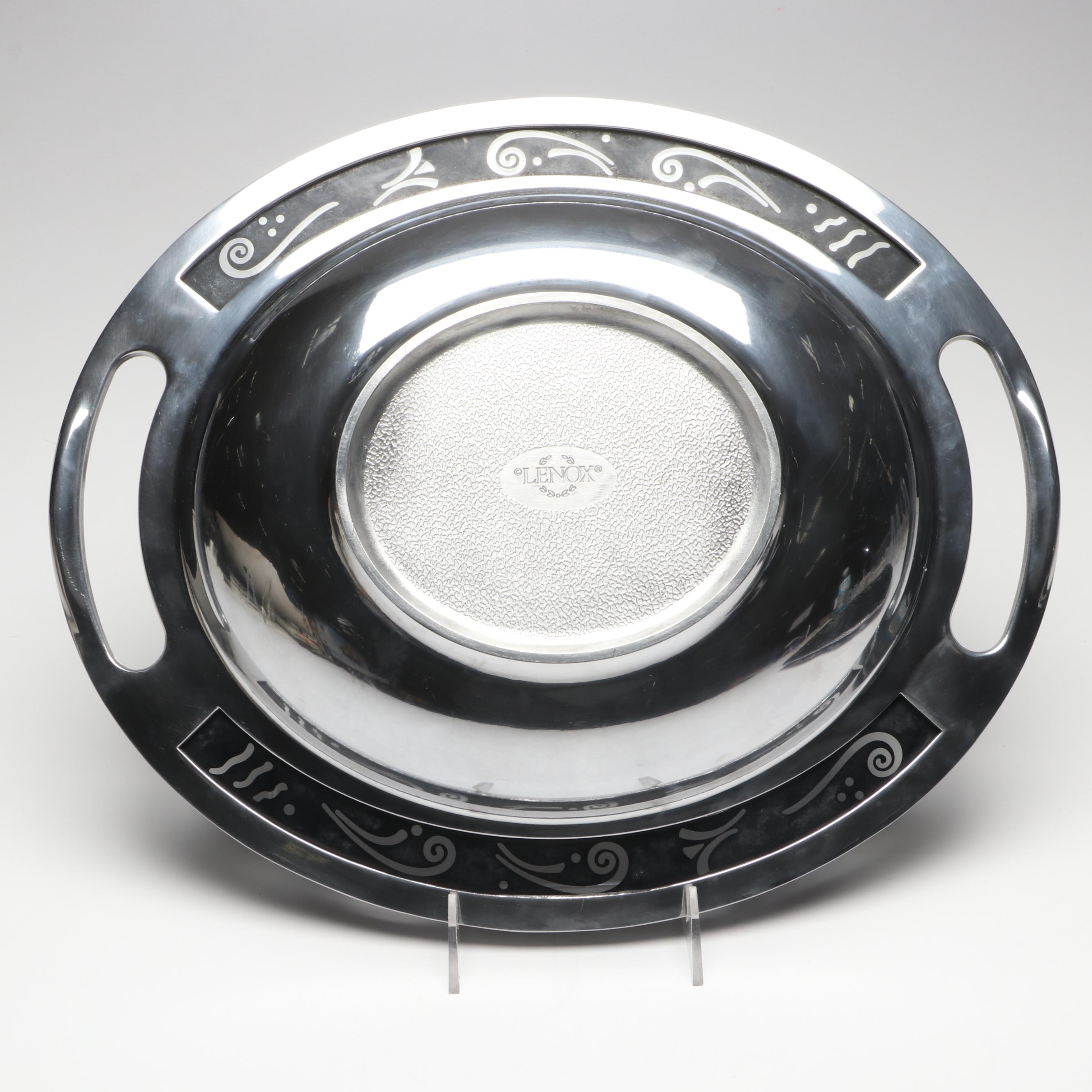 Lenox "Spyro Black" Metal Serving Bowl and Tray