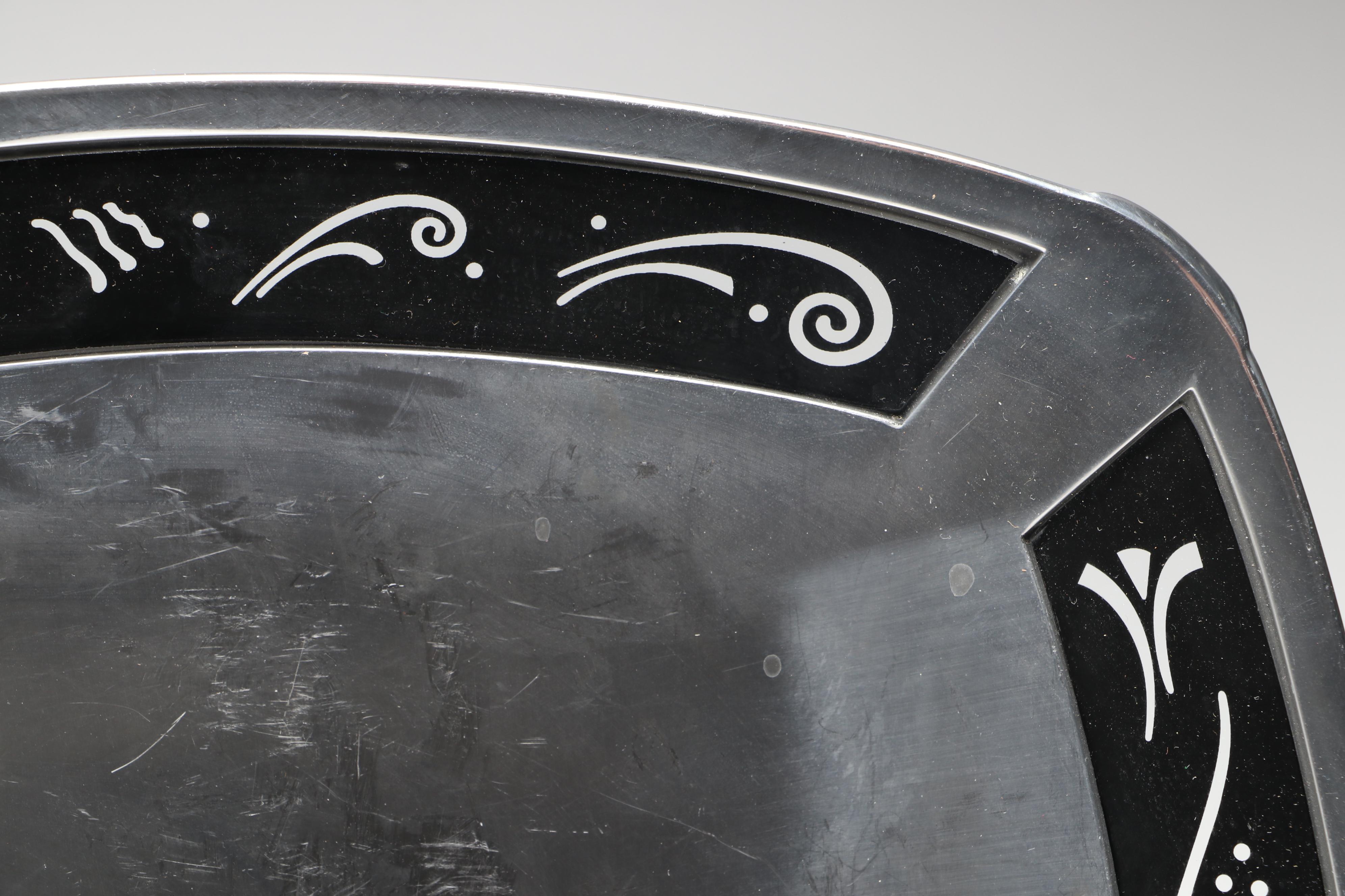 Lenox "Spyro Black" Metal Serving Bowl and Tray