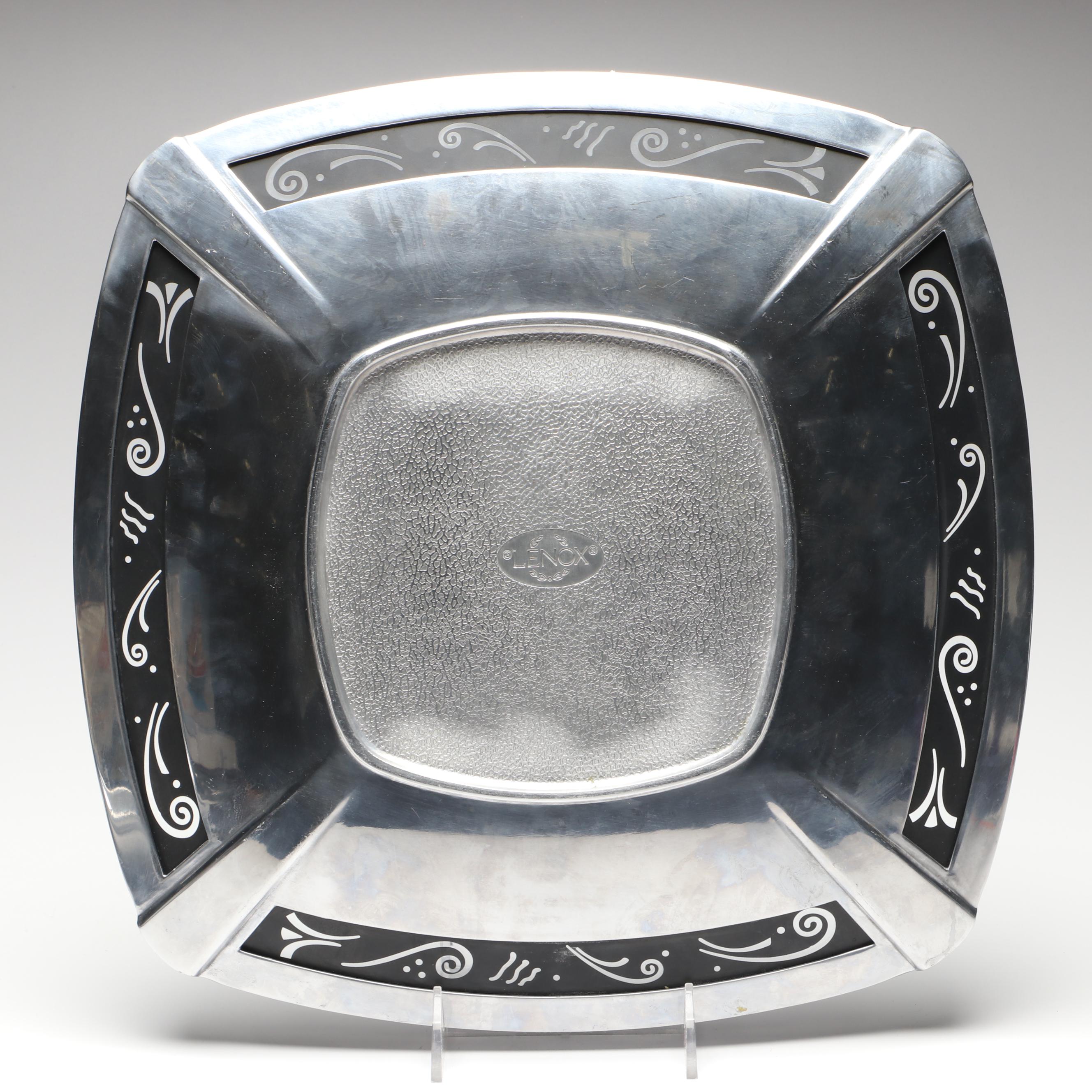 Lenox "Spyro Black" Metal Serving Bowl and Tray