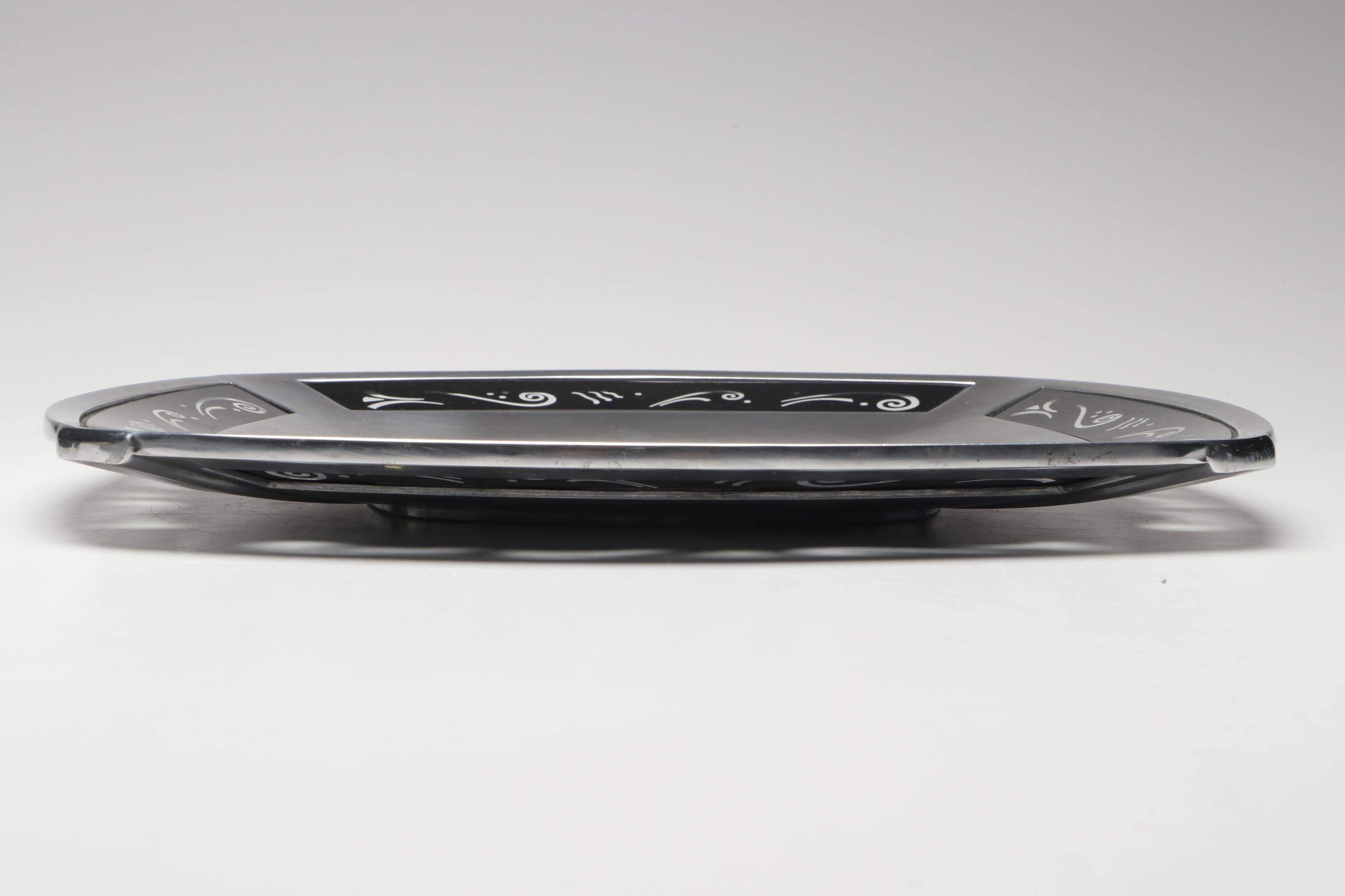 Lenox "Spyro Black" Metal Serving Bowl and Tray