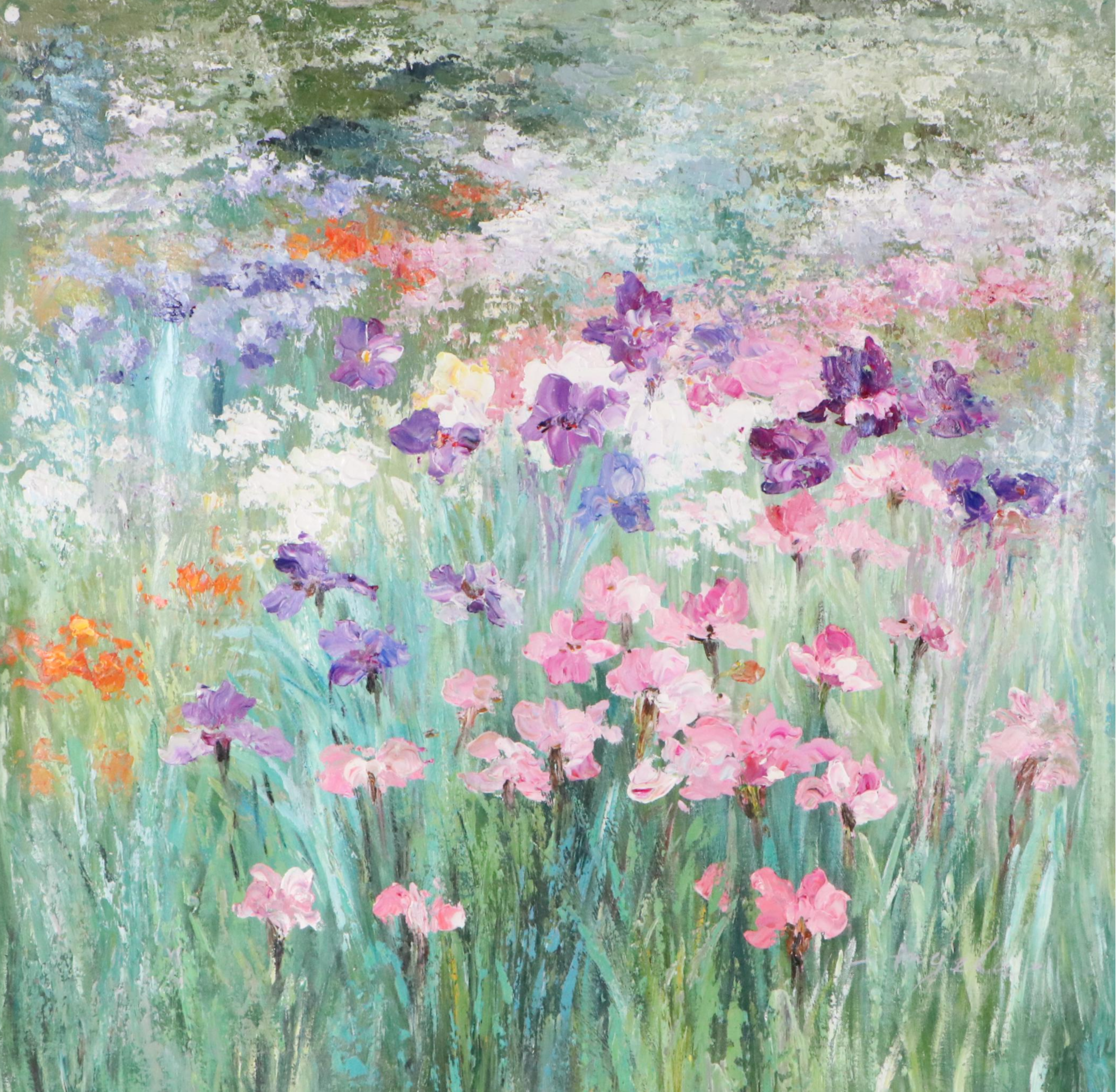 Floral Landscape Oil Painting, 21st Century