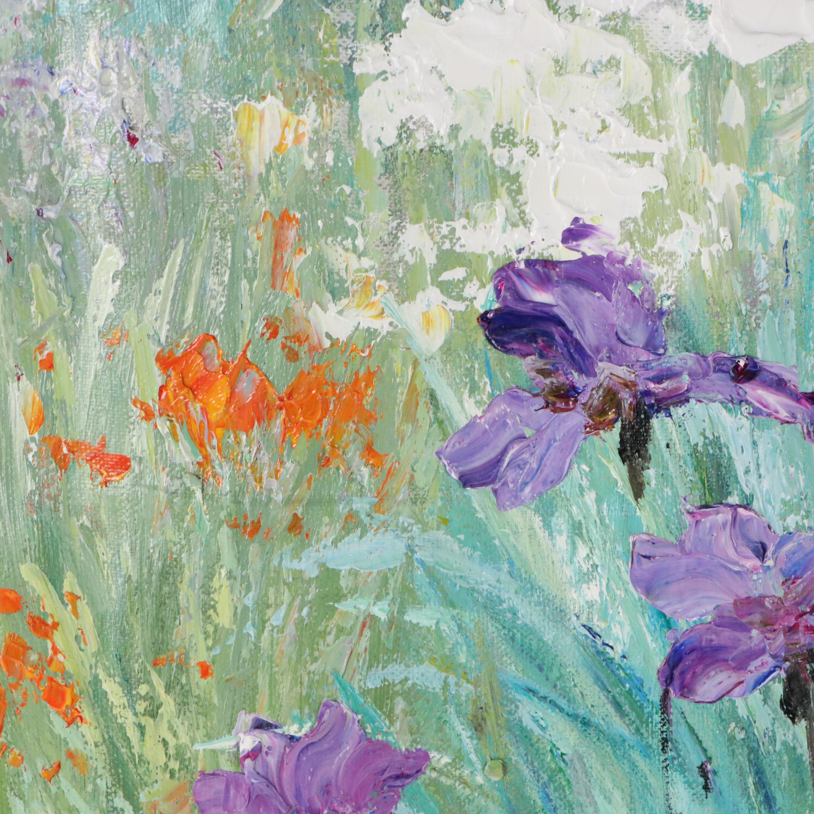 Floral Landscape Oil Painting, 21st Century