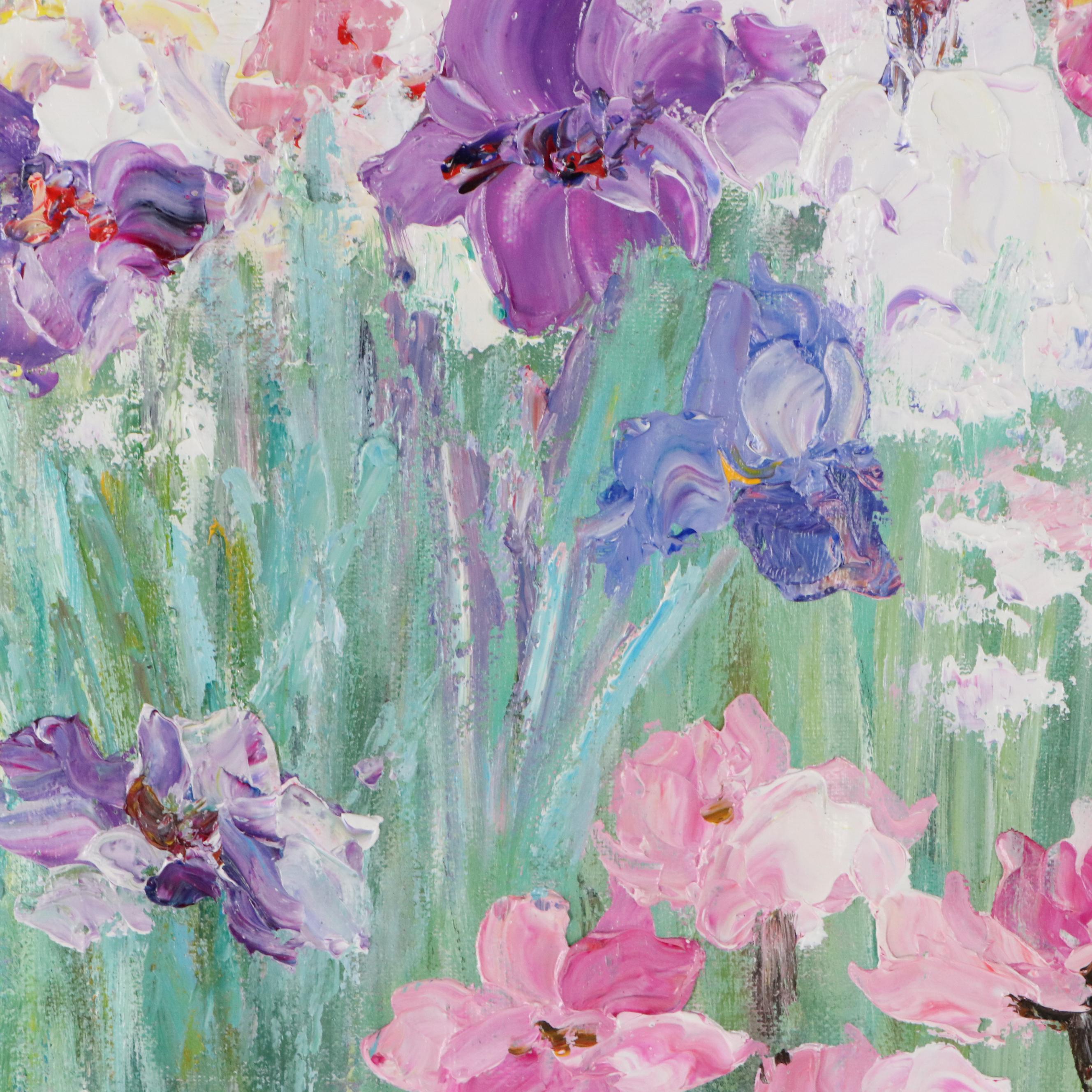 Floral Landscape Oil Painting, 21st Century