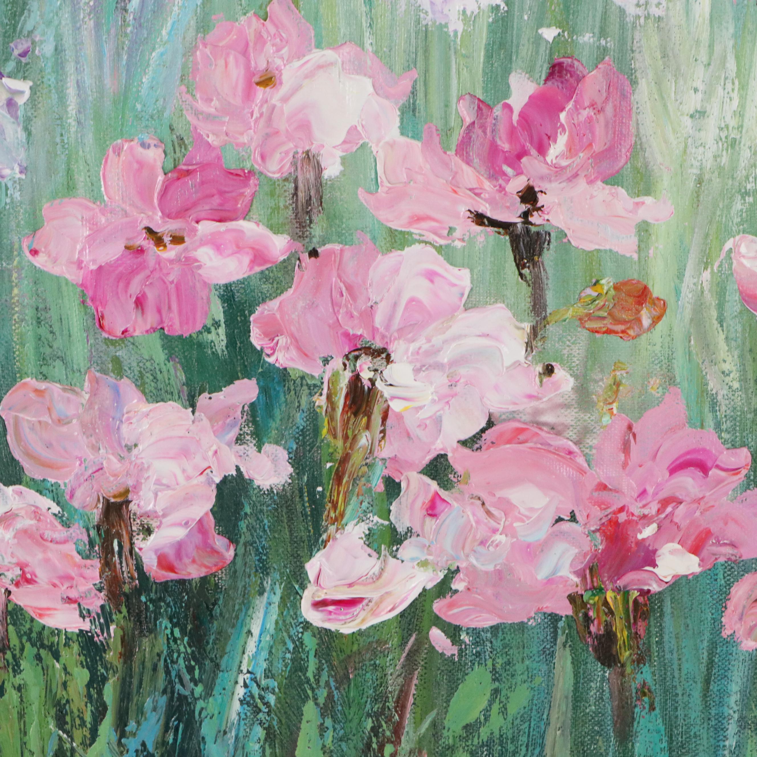 Floral Landscape Oil Painting, 21st Century