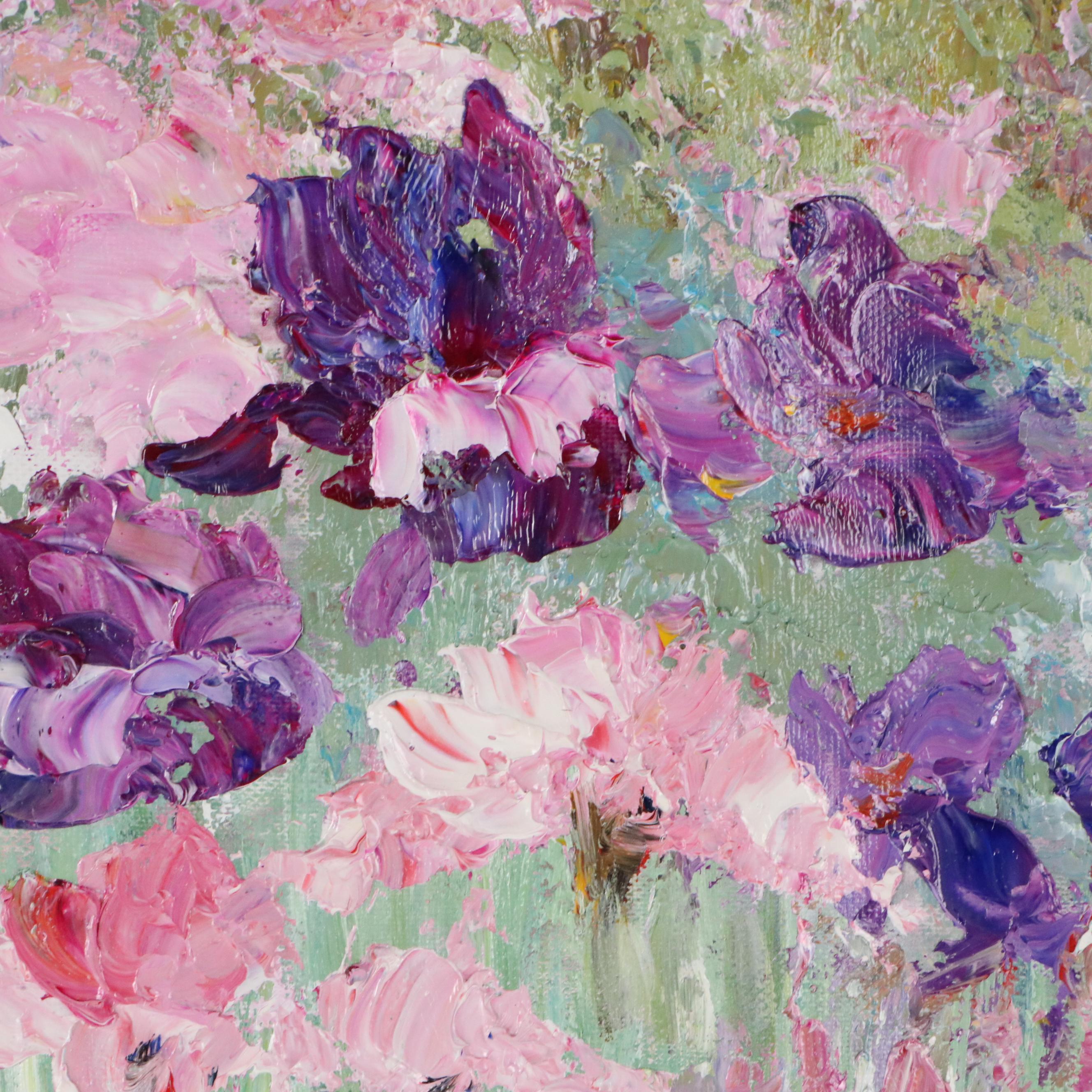 Floral Landscape Oil Painting, 21st Century