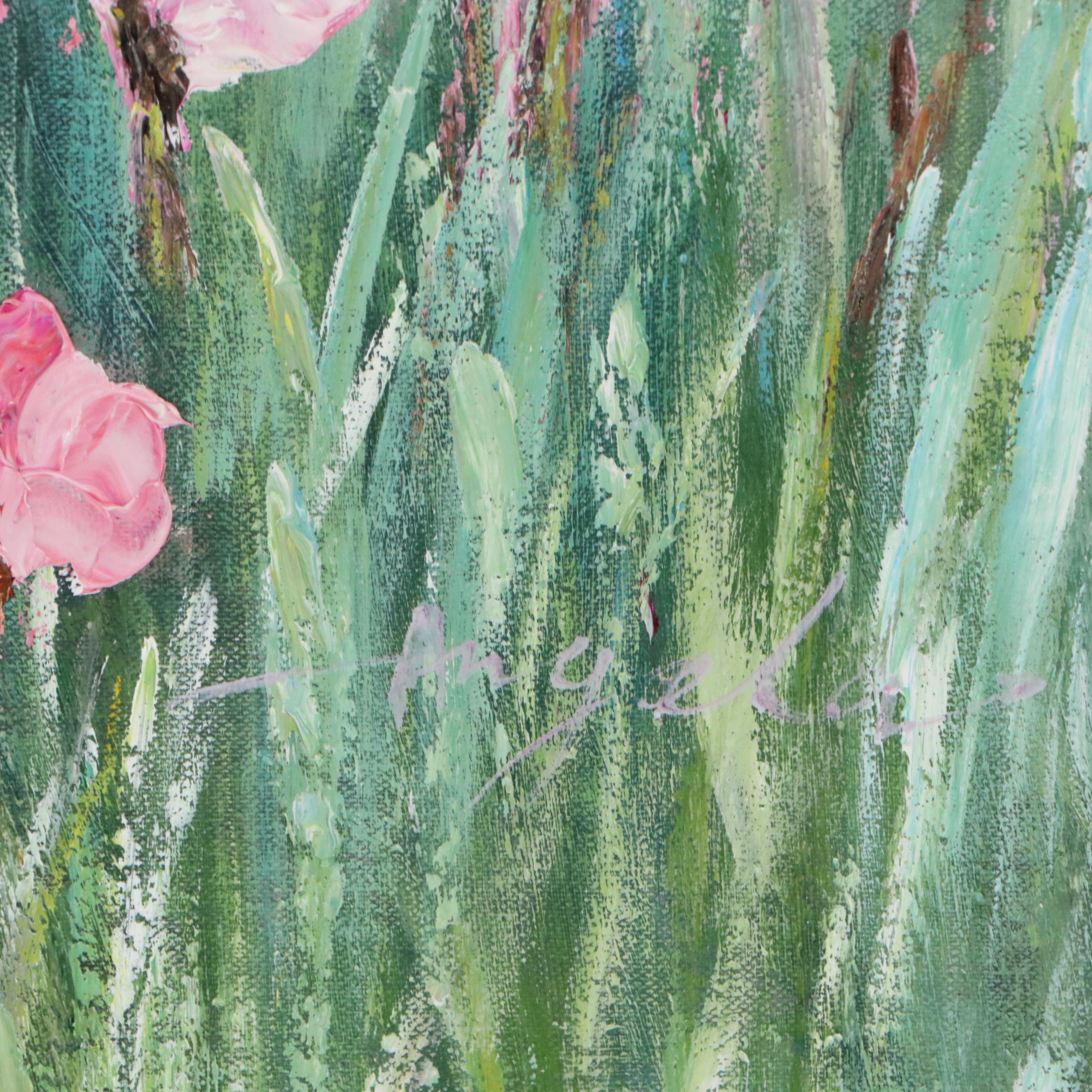 Floral Landscape Oil Painting, 21st Century