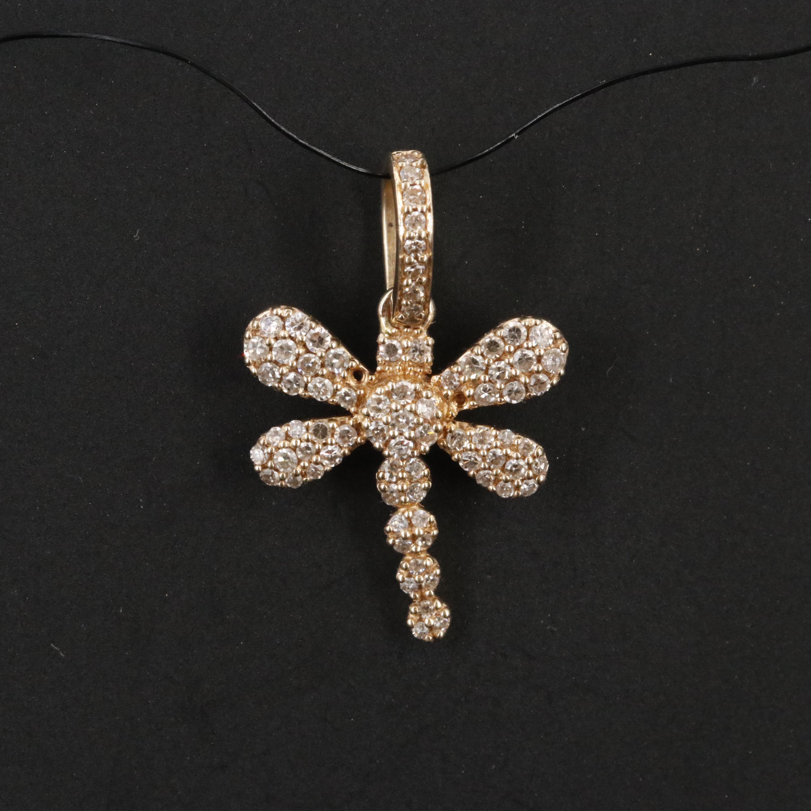 14K 0.31 CTW Diamond Dragonfly Pendant
