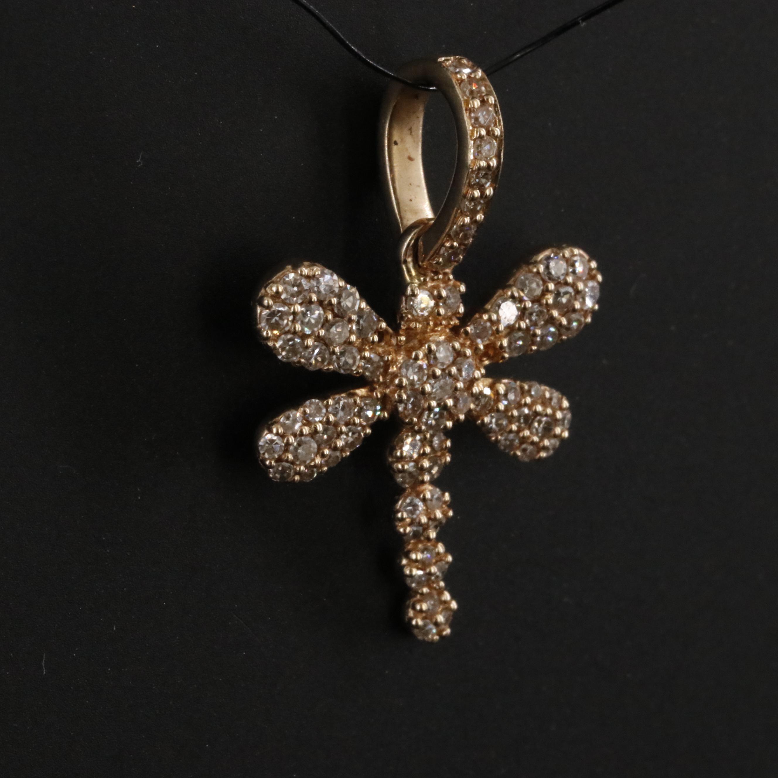 14K 0.31 CTW Diamond Dragonfly Pendant