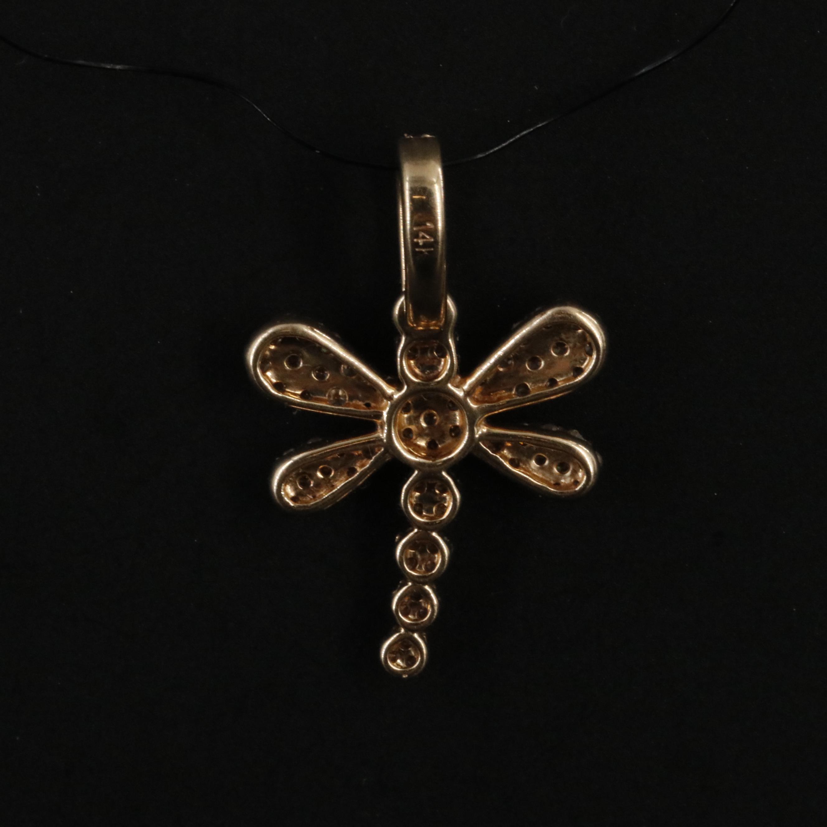 14K 0.31 CTW Diamond Dragonfly Pendant