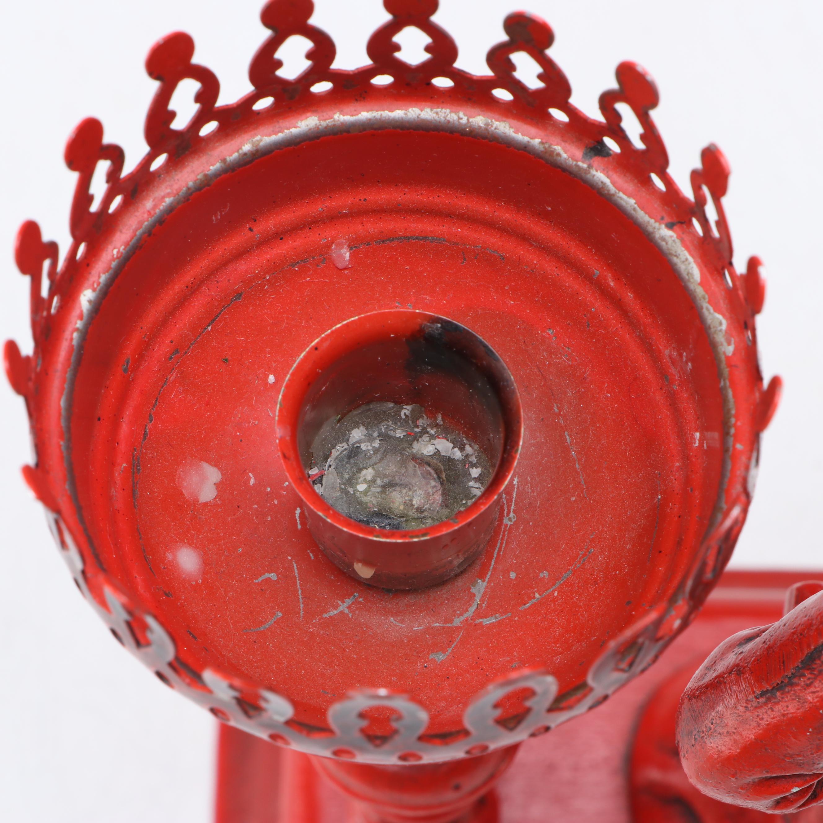 Colonial Soldier Red Cast Iron Figural Candlestick