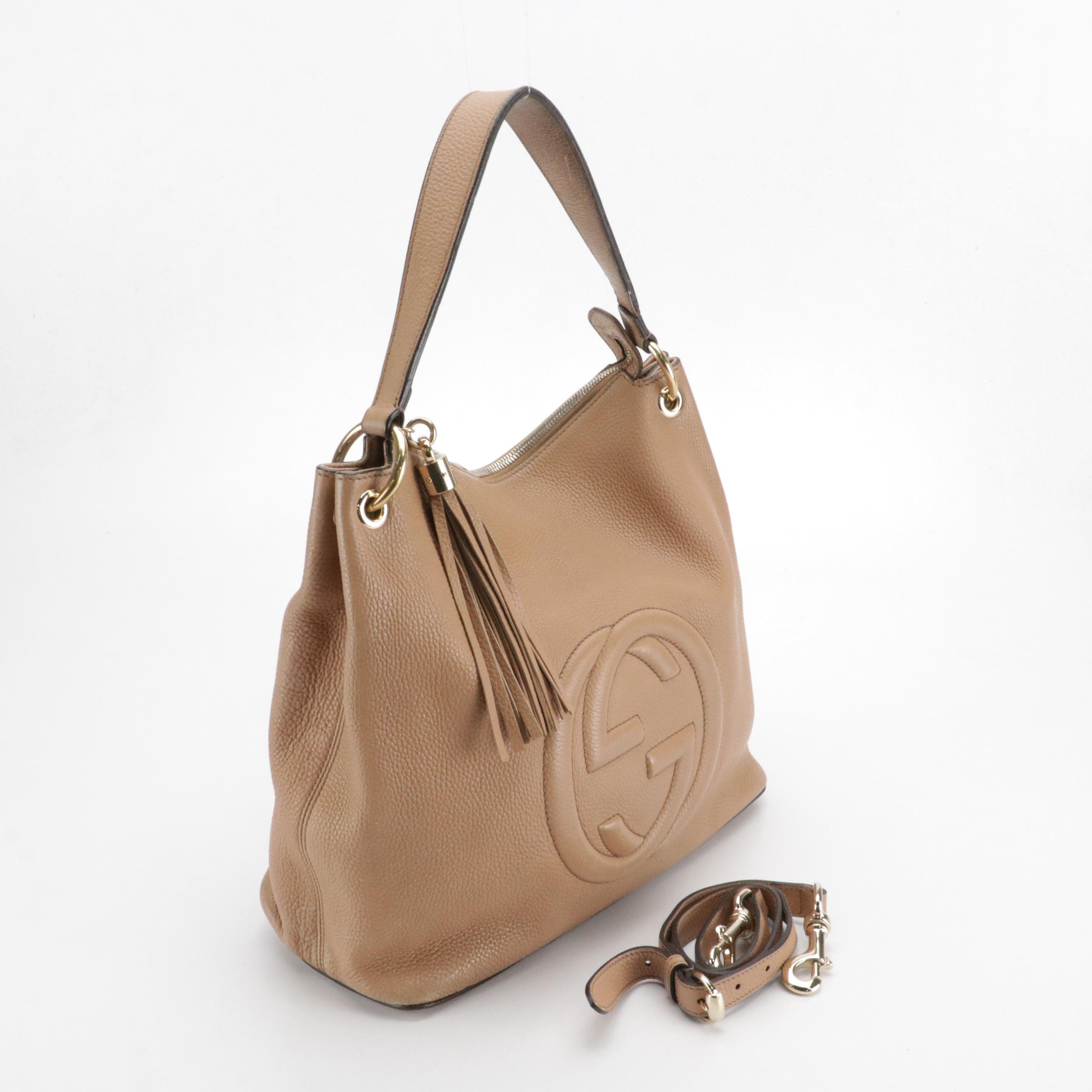 Gucci Soho Hobo Two-Way Shoulder Bag in Pebbled Calfskin Leather