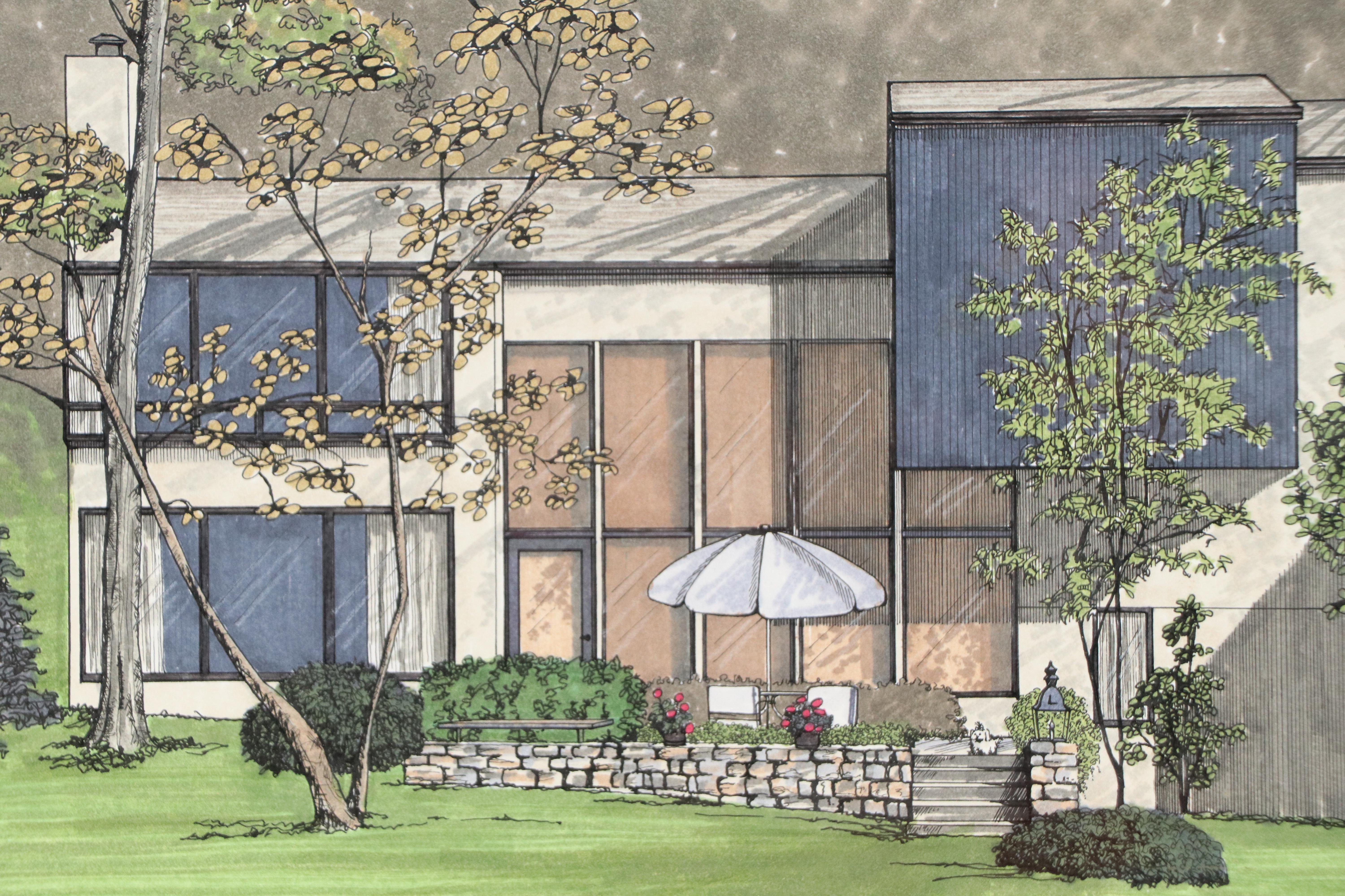 Architectural Ink and Watercolor Painting