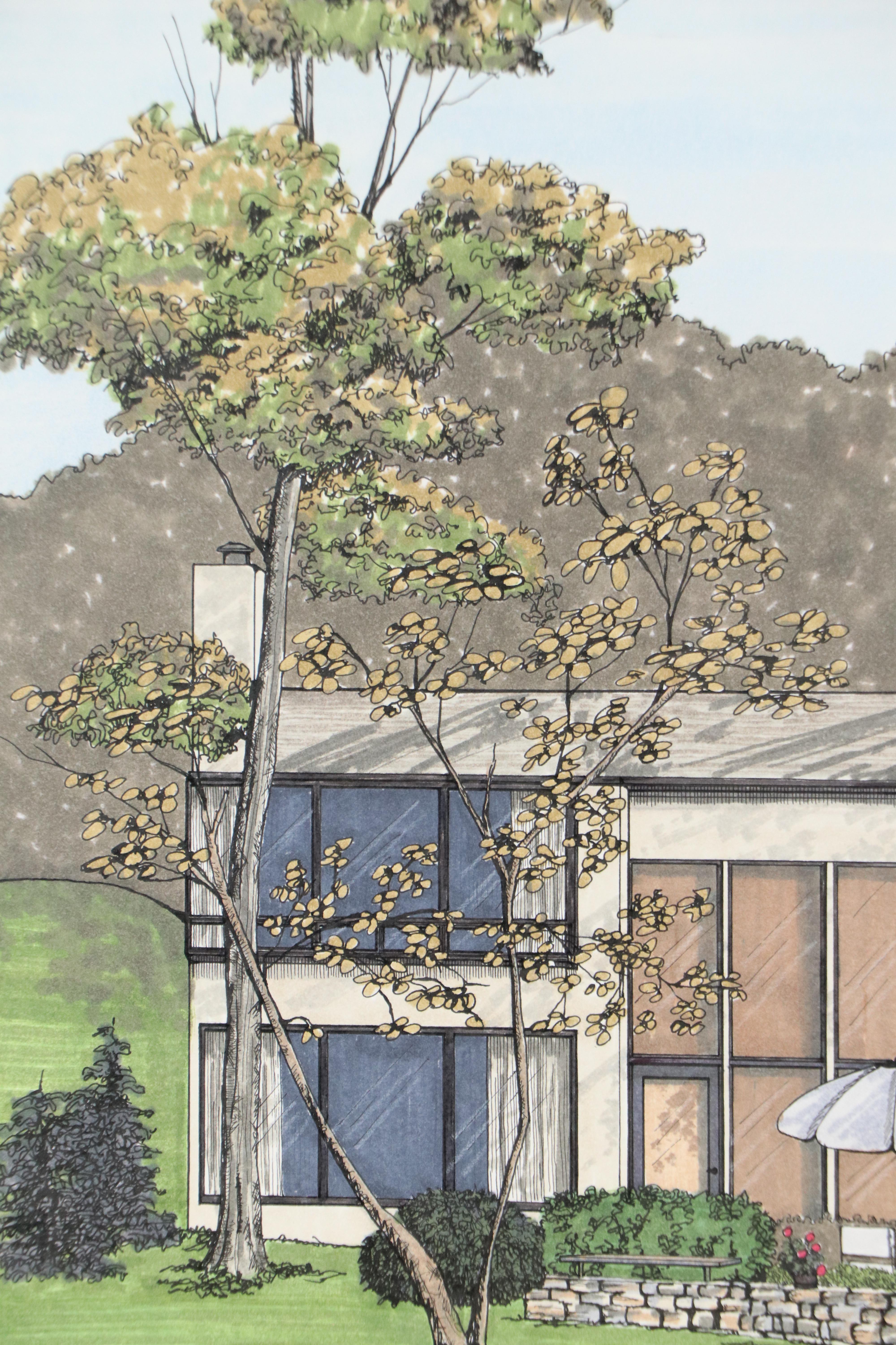 Architectural Ink and Watercolor Painting