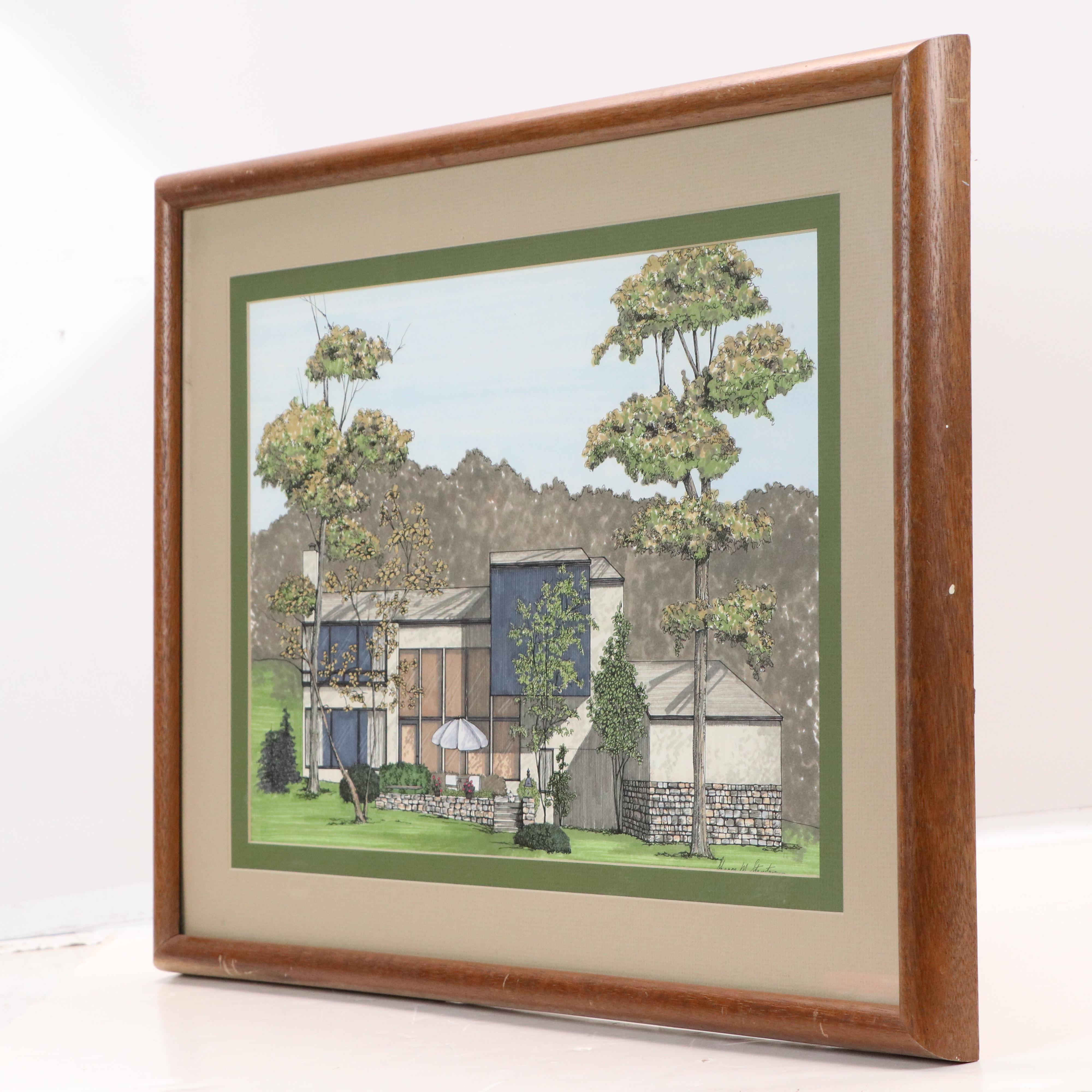 Architectural Ink and Watercolor Painting