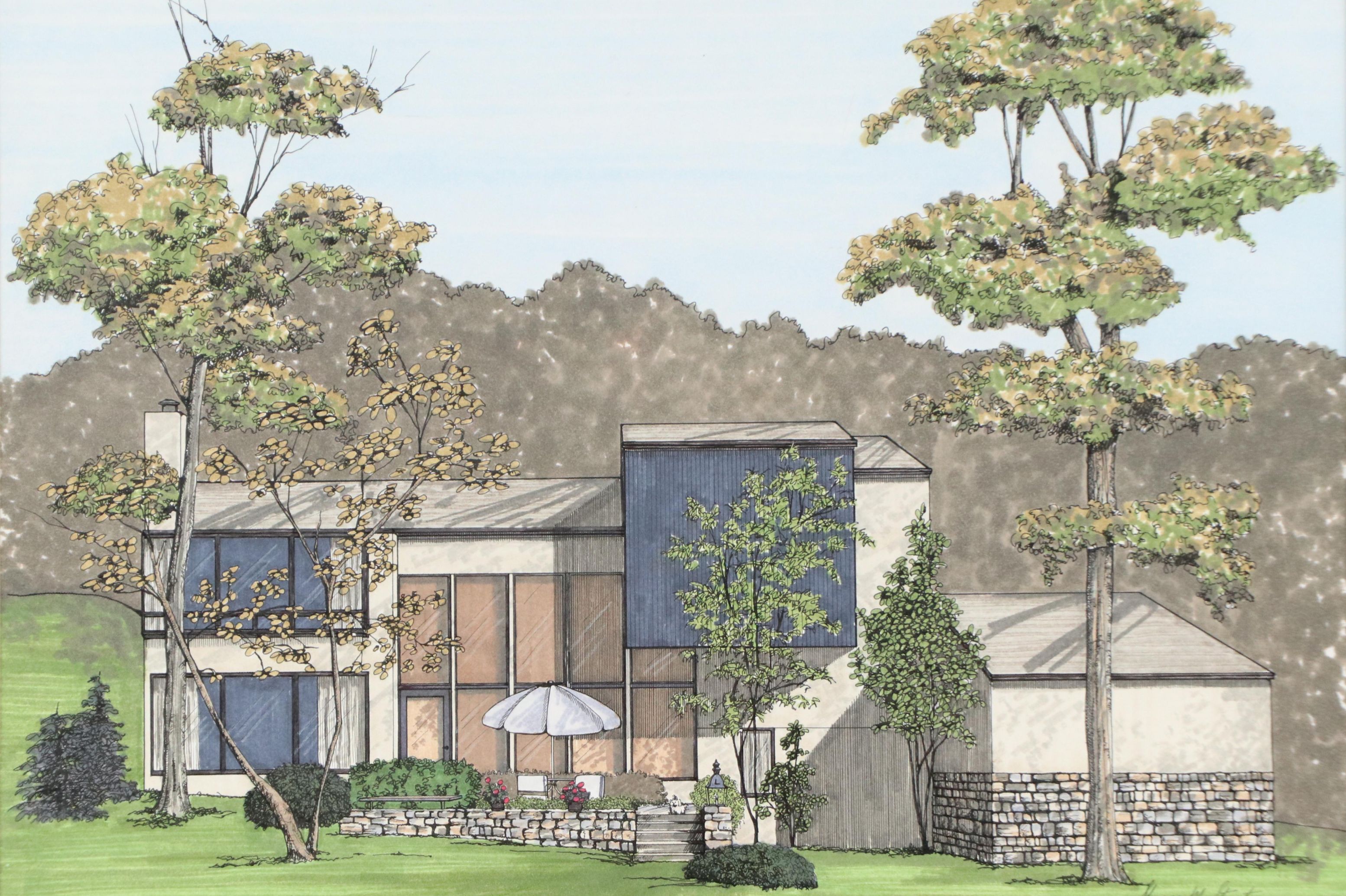 Architectural Ink and Watercolor Painting