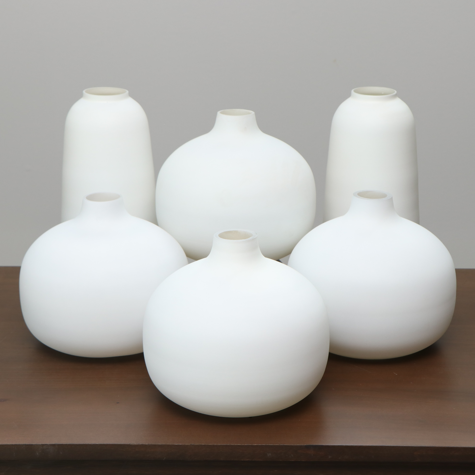 Modernist Style Matte White Glass Vases