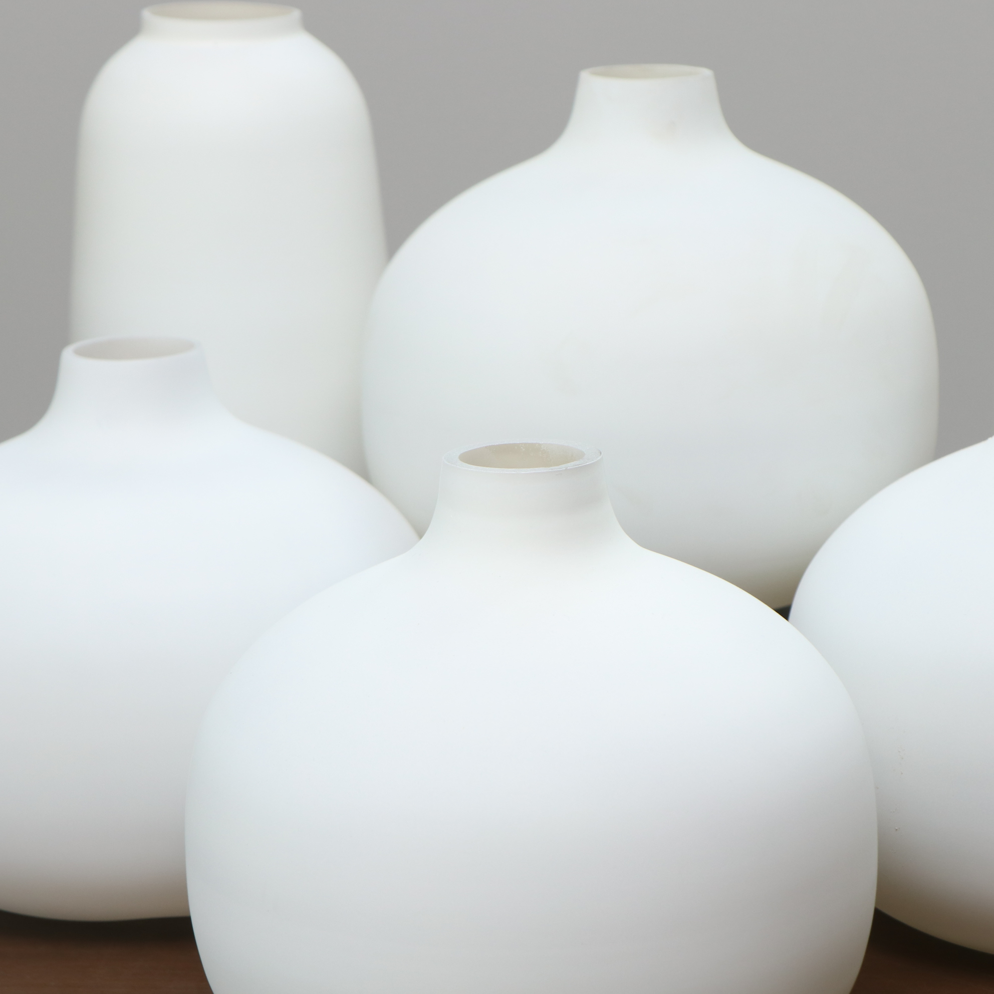 Modernist Style Matte White Glass Vases