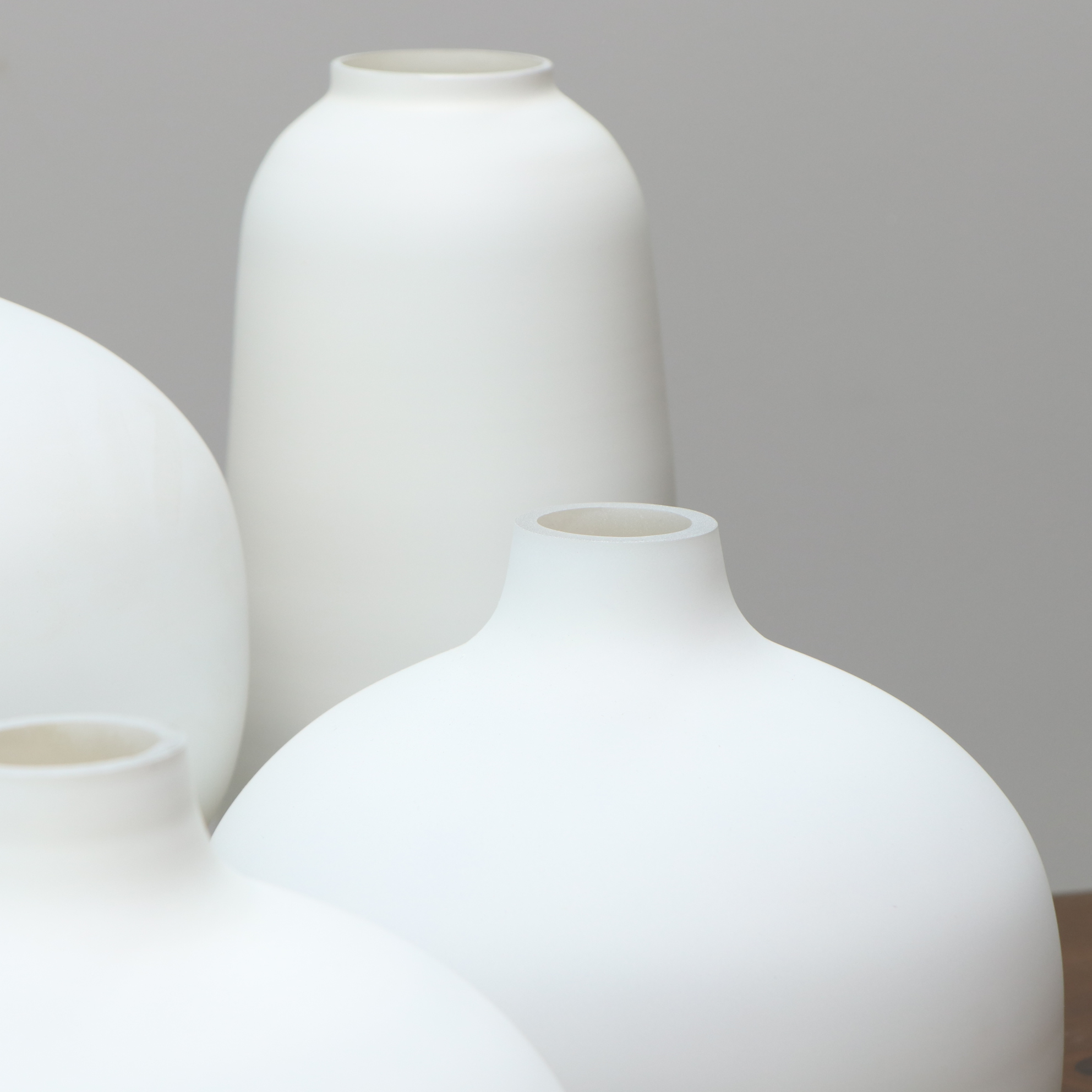 Modernist Style Matte White Glass Vases