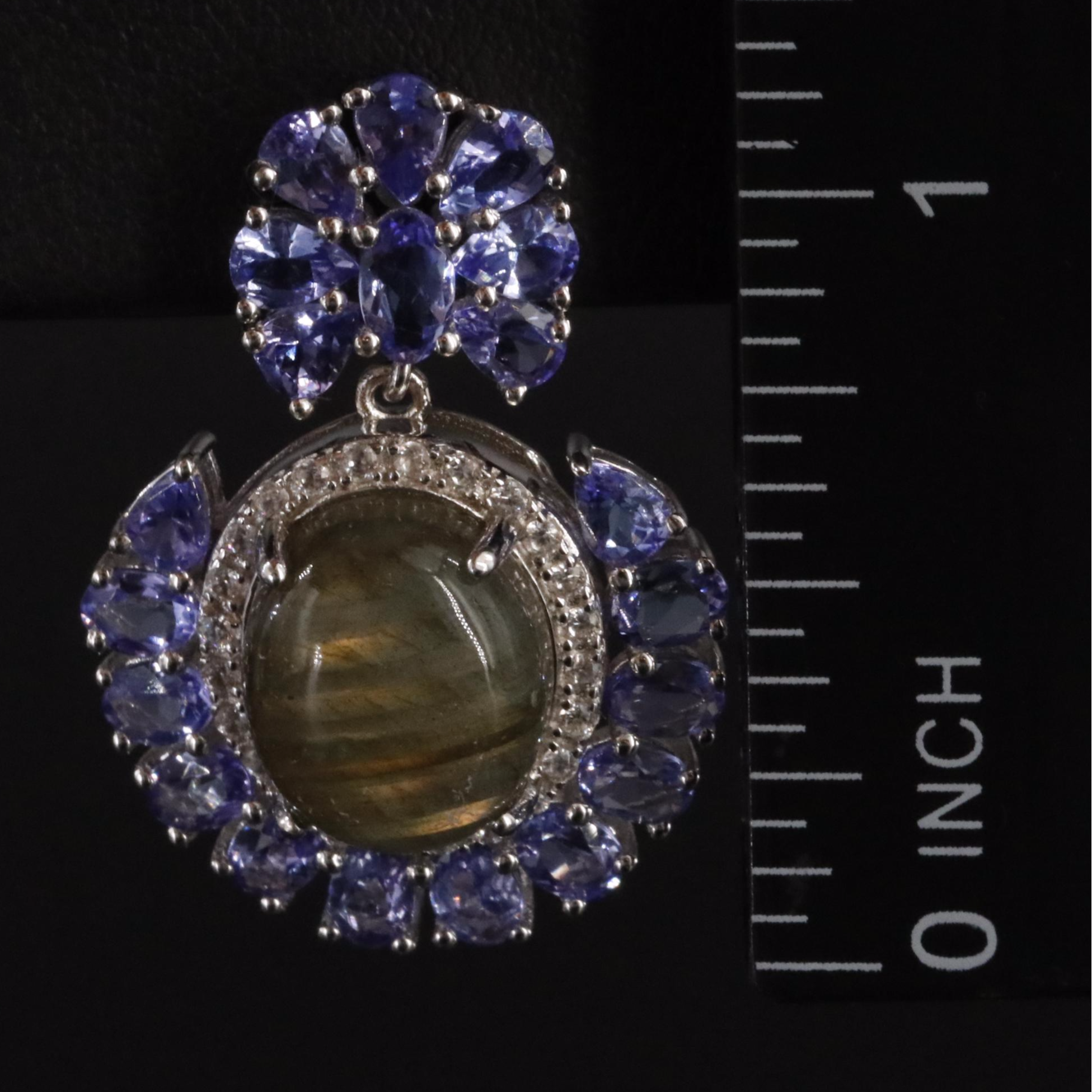 Sterling Labradorite, Tanzanite, and White Topaz Earrings