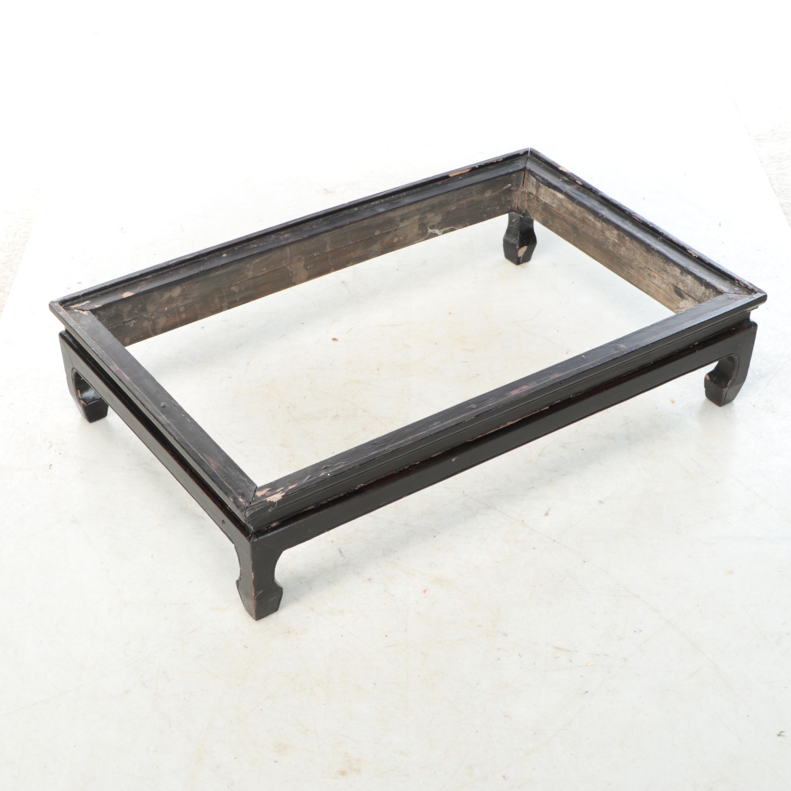 Chinese Black Finish with Gold Gilt Wood Chest on Stand