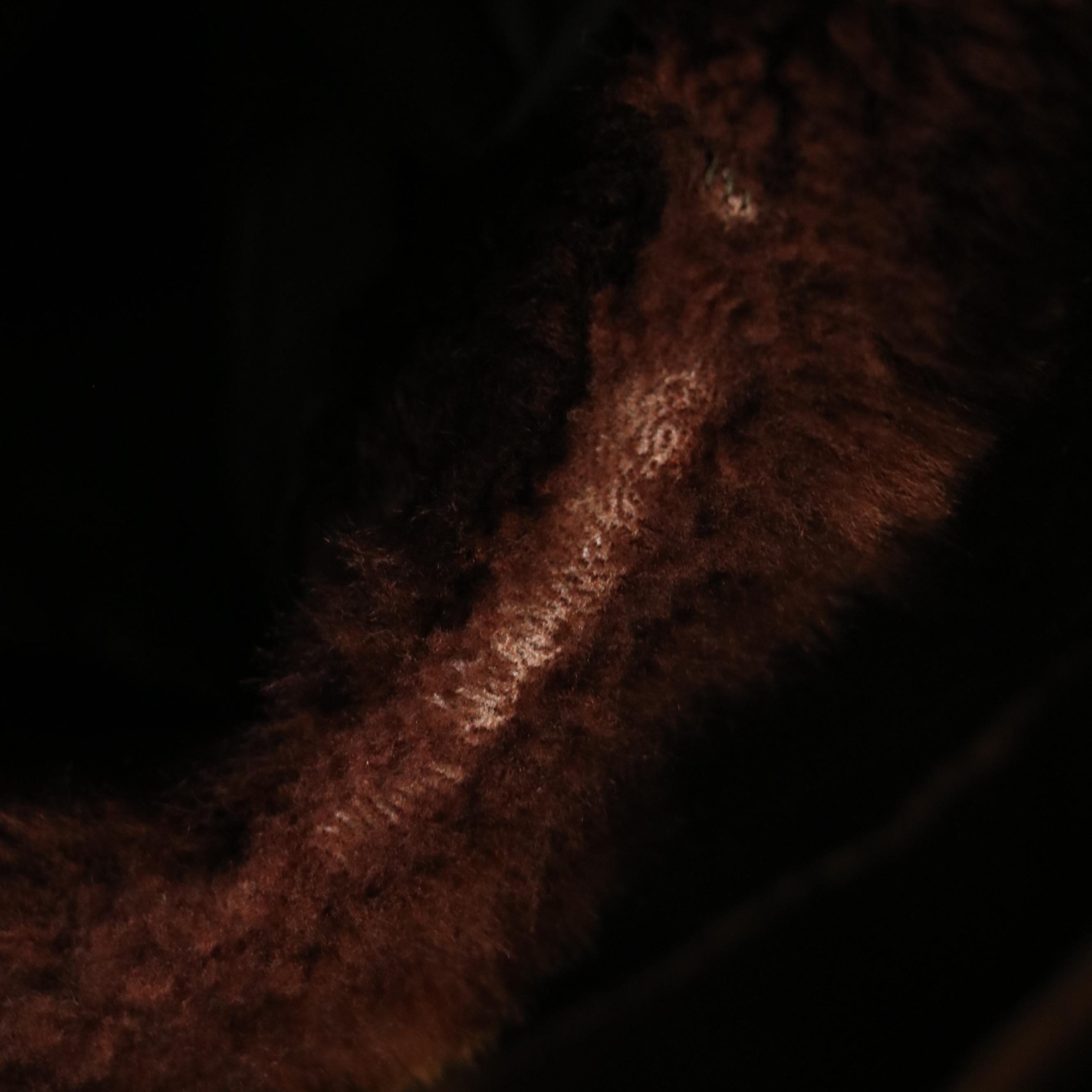 Vintage Mouton Fur Rolled Sleeve Coat, Mid-20th Century