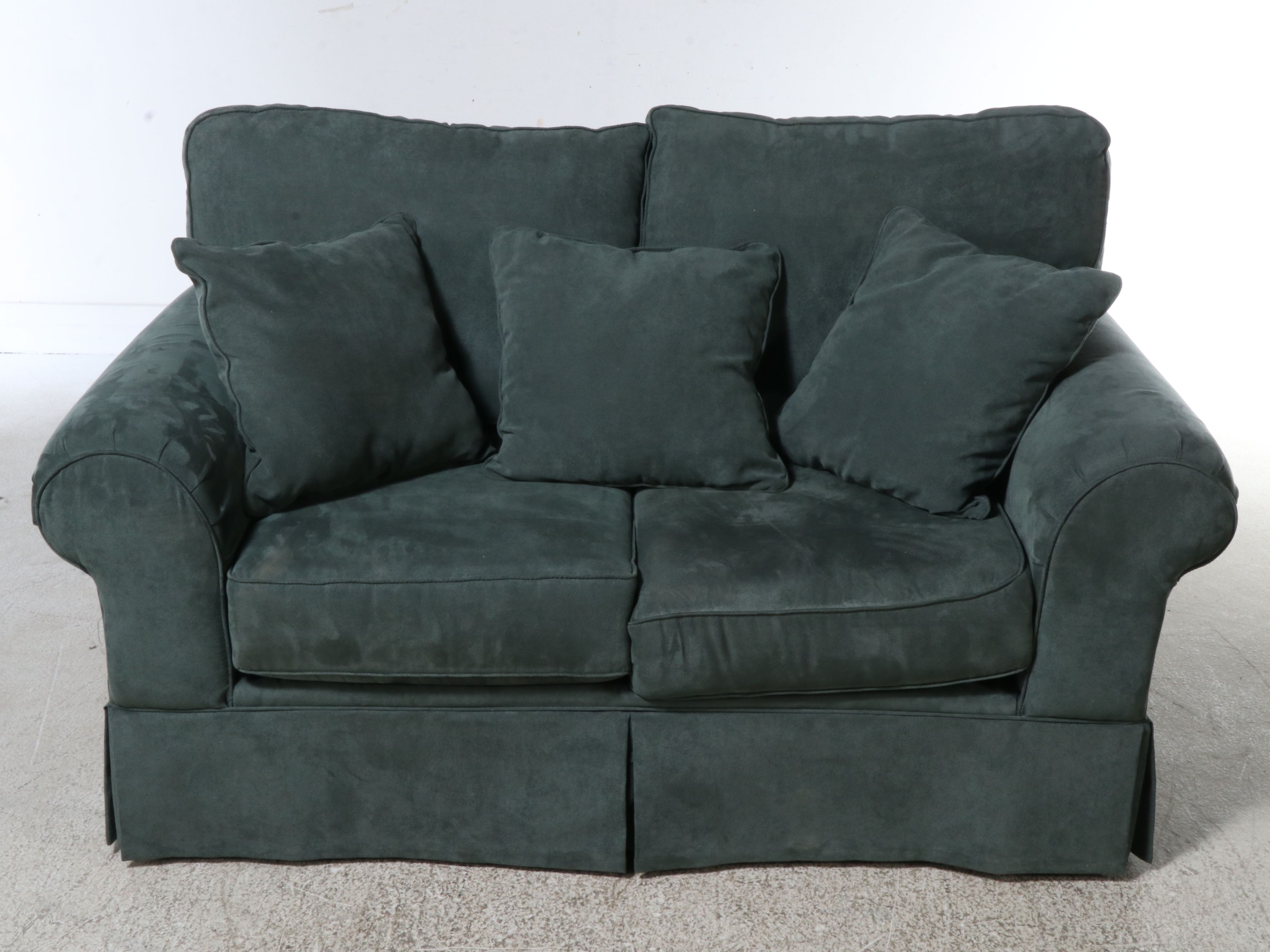 Corded Forest Green Loveseat