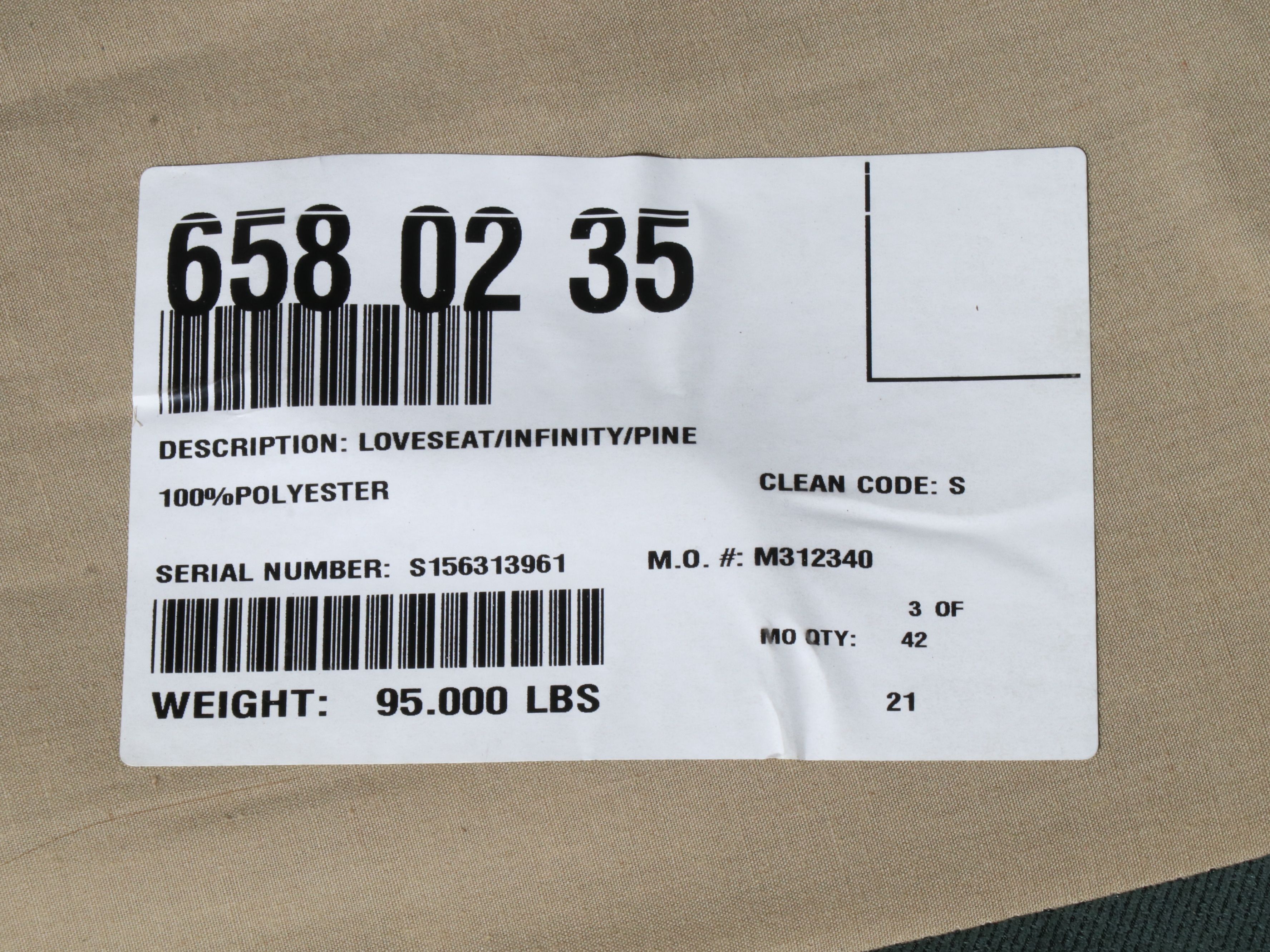 Corded Forest Green Loveseat