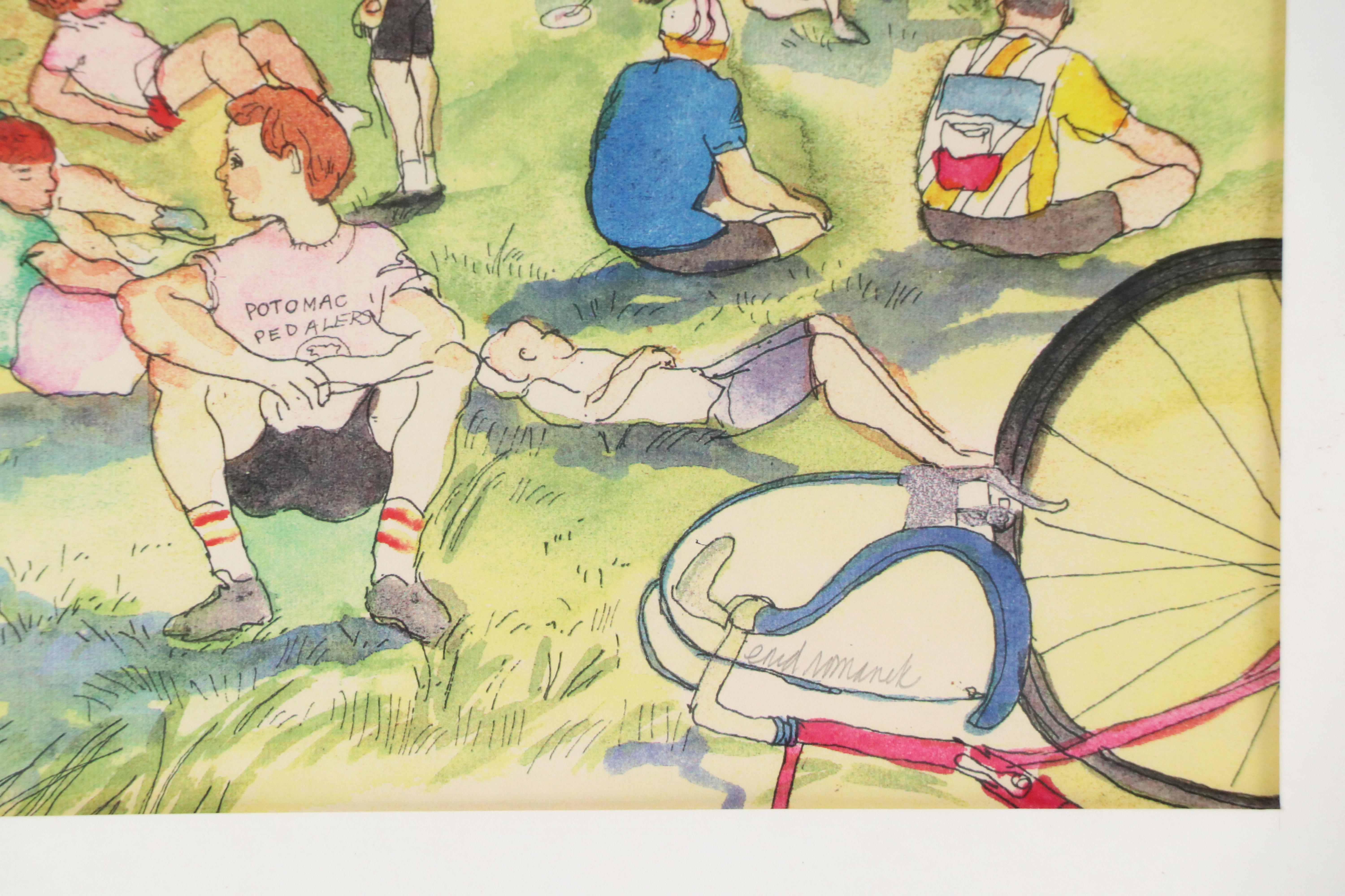 Enid Romanek Crowded Summer Park Landscape Photomechanical Print