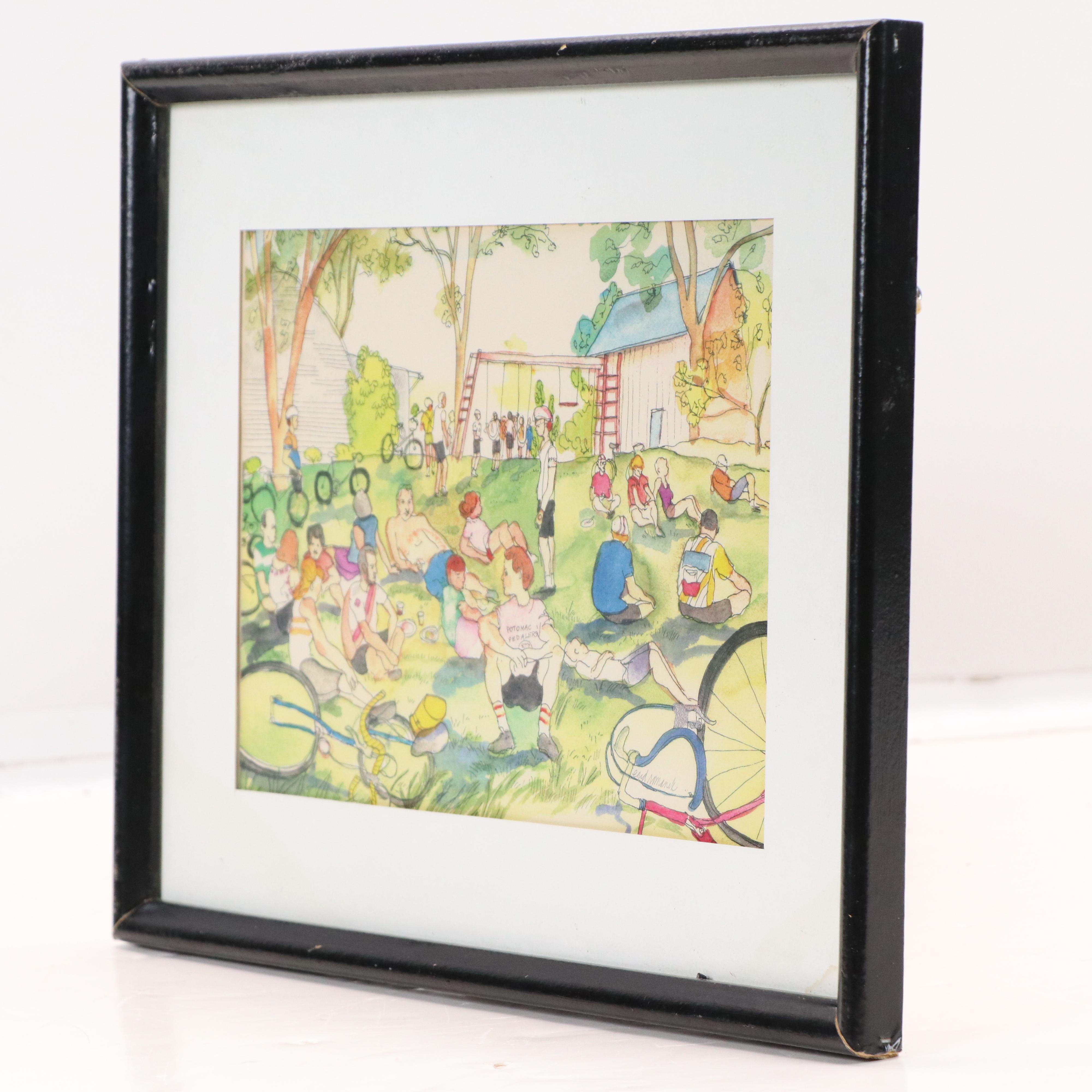 Enid Romanek Crowded Summer Park Landscape Photomechanical Print