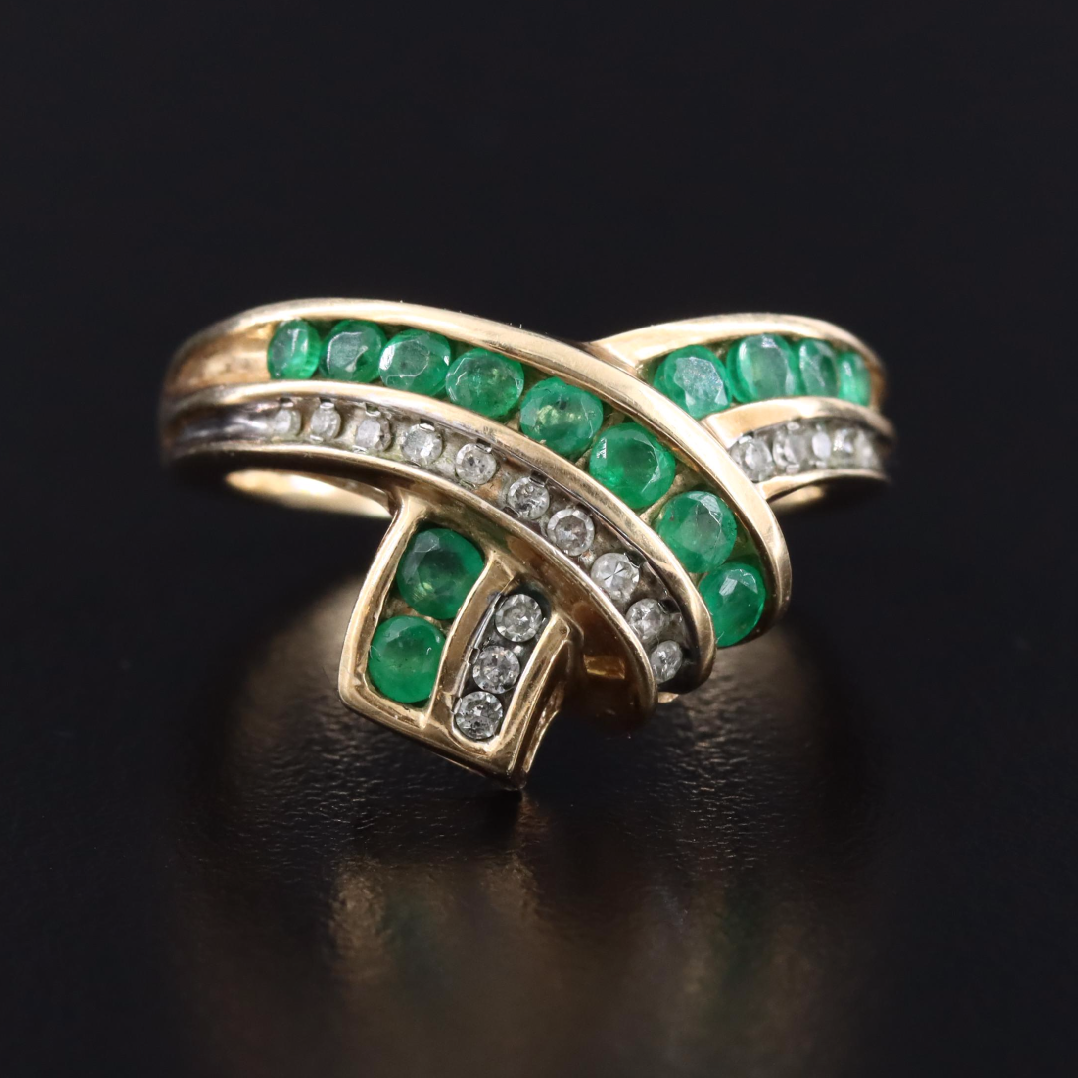 10K Emerald and Diamond Ring