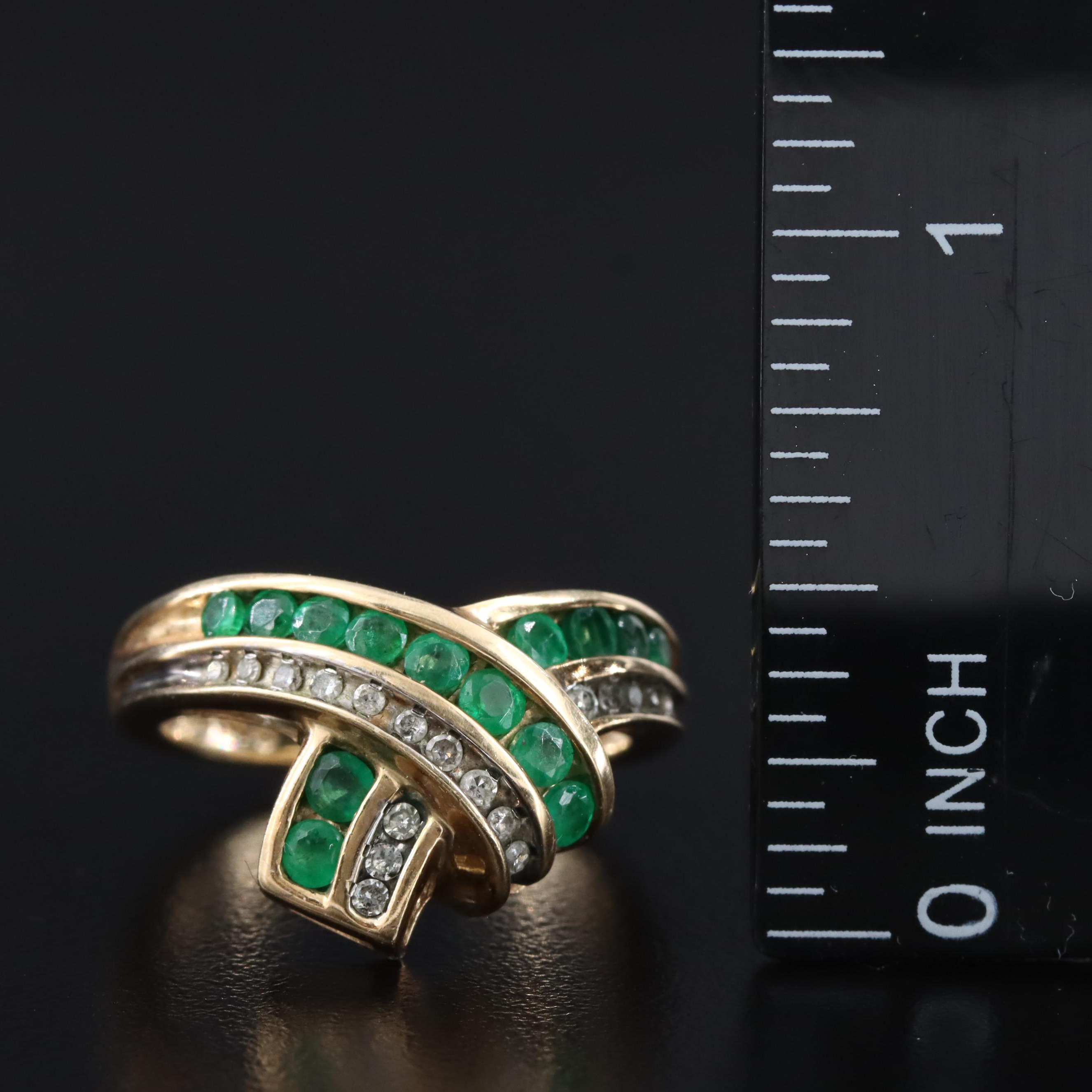 10K Emerald and Diamond Ring