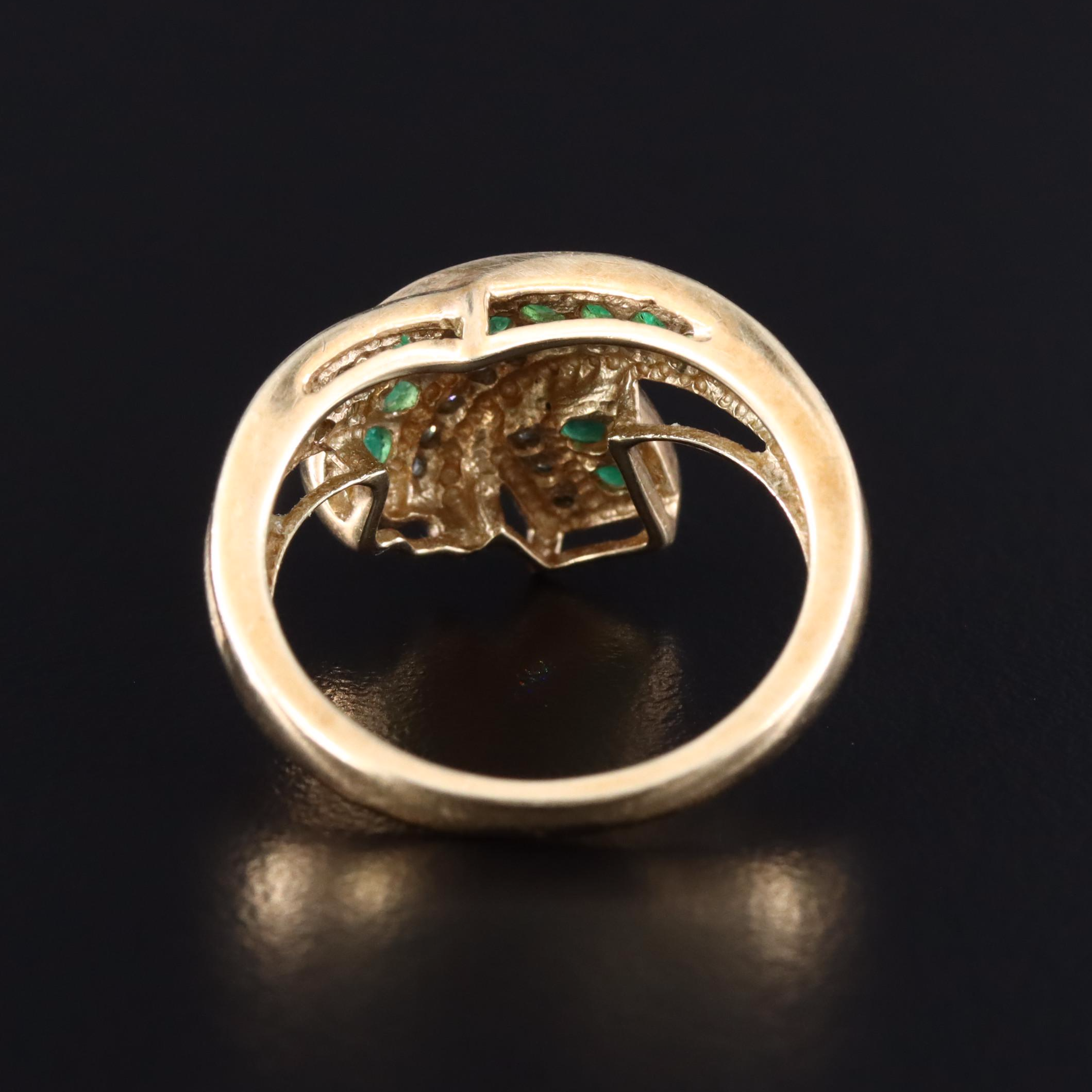 10K Emerald and Diamond Ring