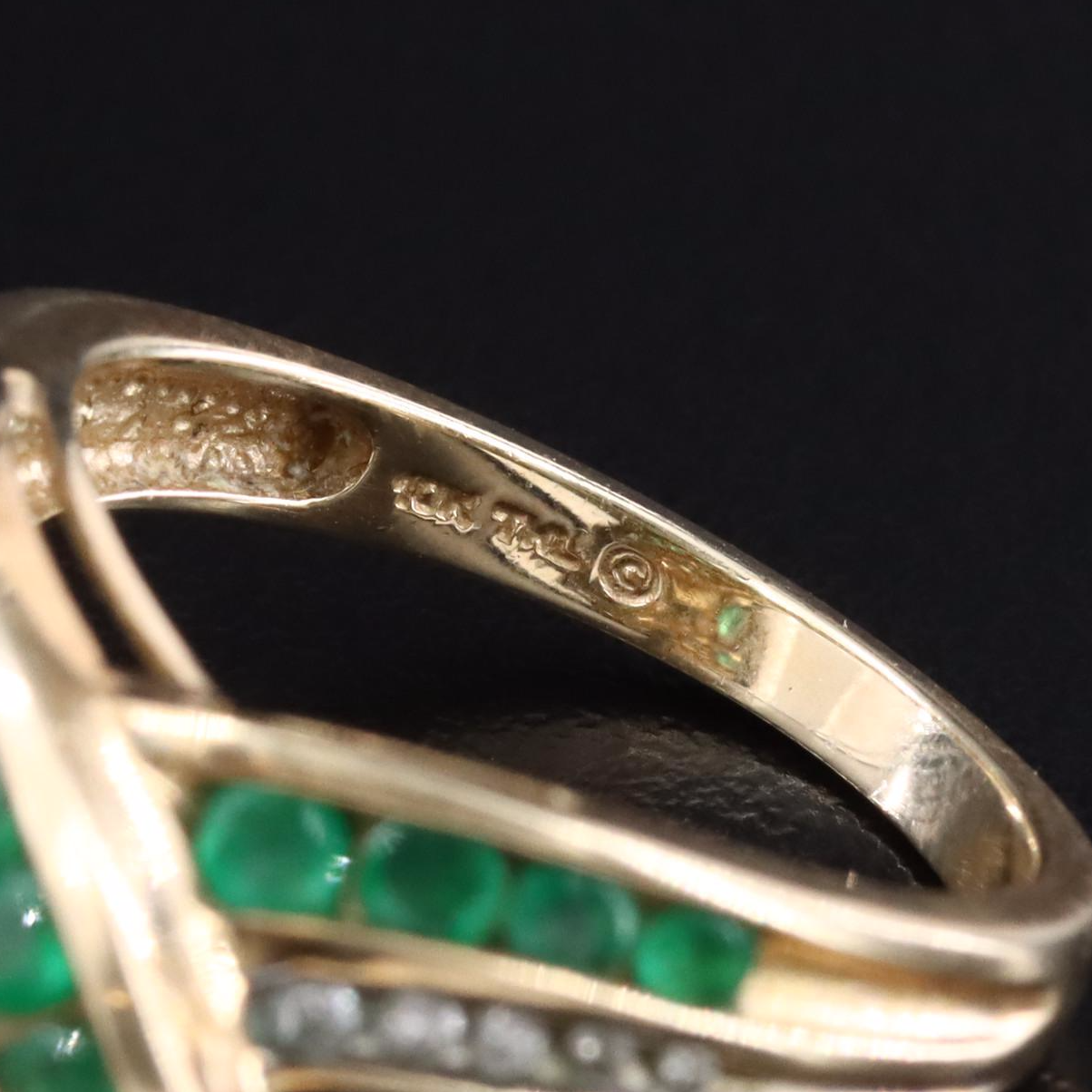 10K Emerald and Diamond Ring