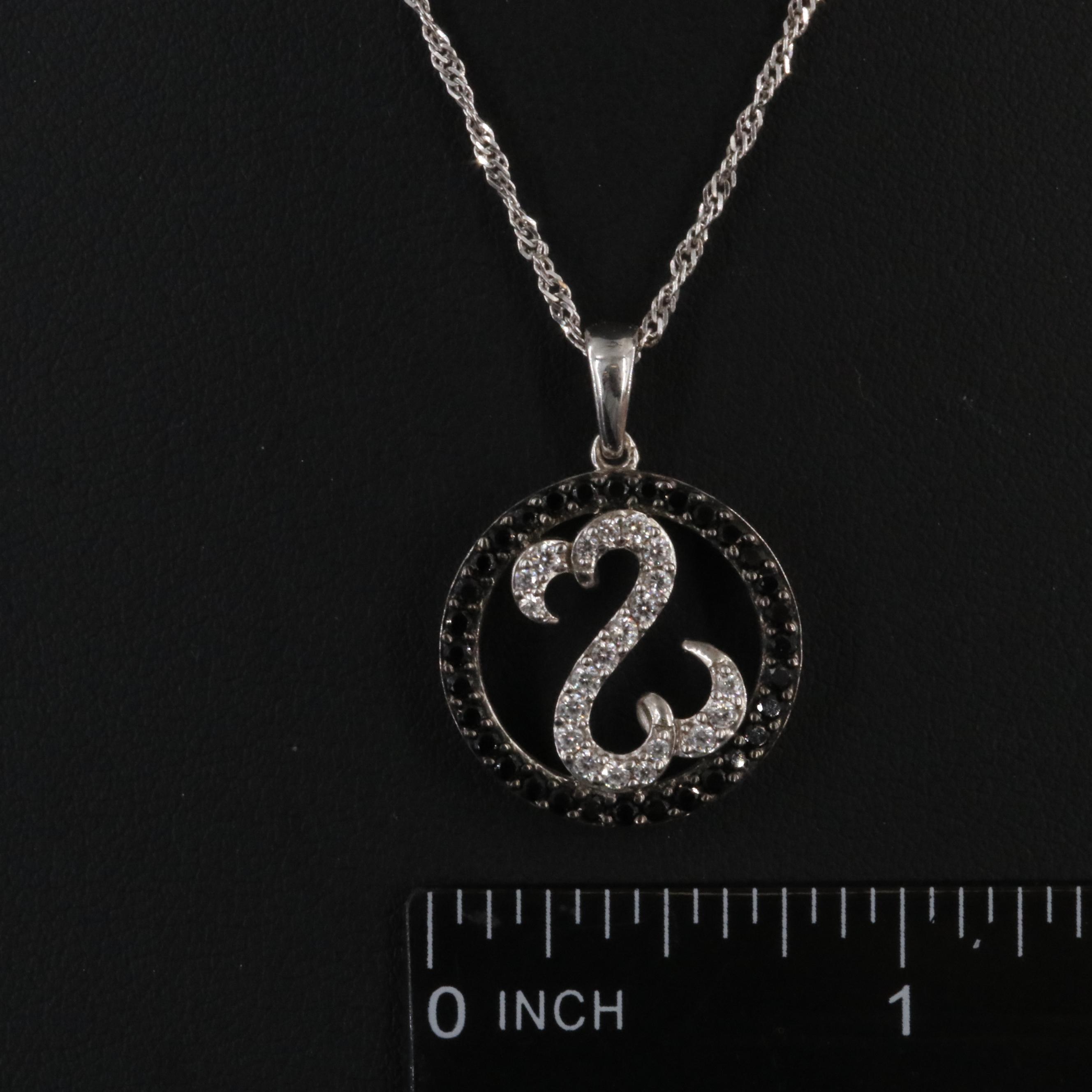 Jane Seymour Sterling White Sapphire & Black Spinel Open Heart Pendant Necklace