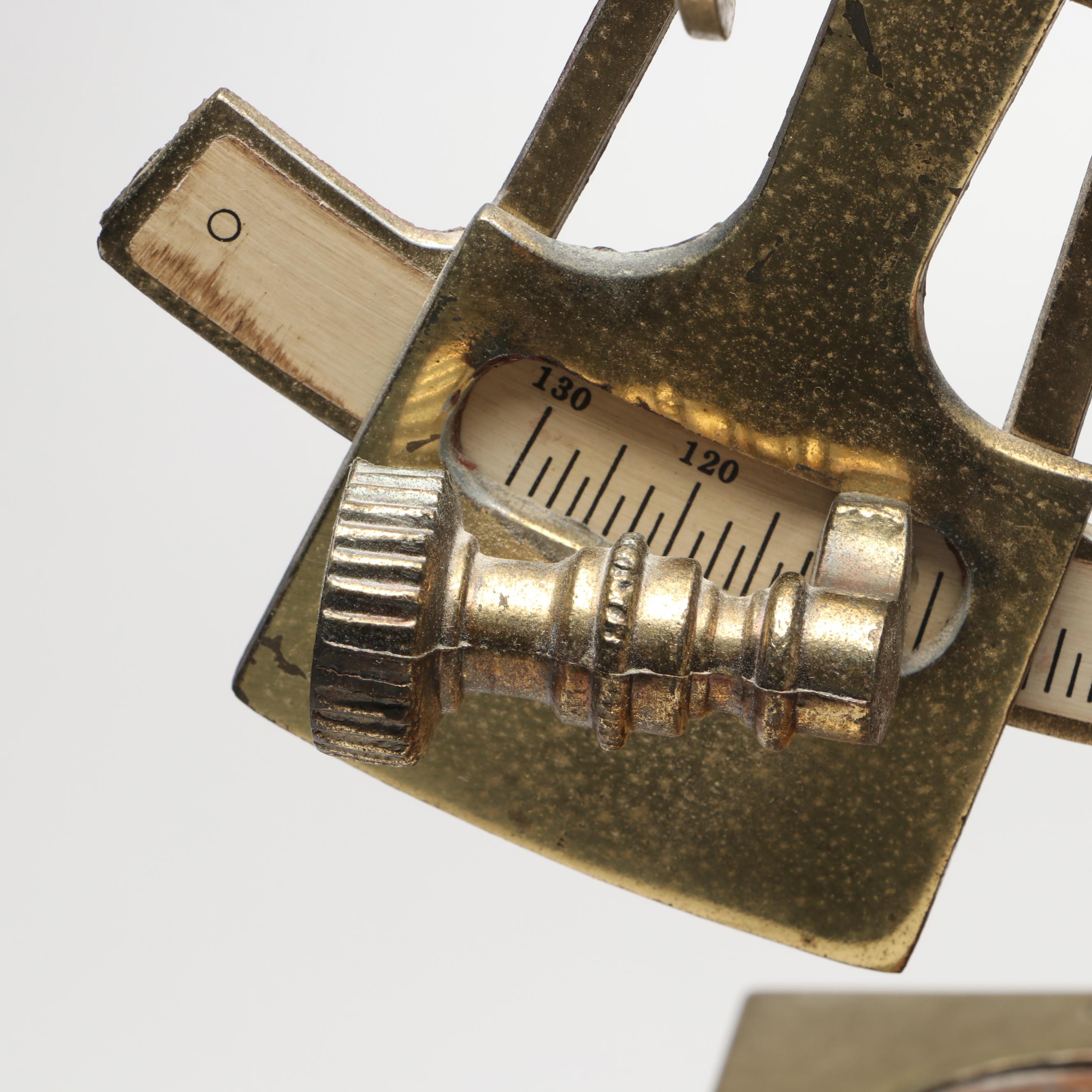 Knob Creek Nautical Wood and Brass Sextant Table Lamp, 20th Century