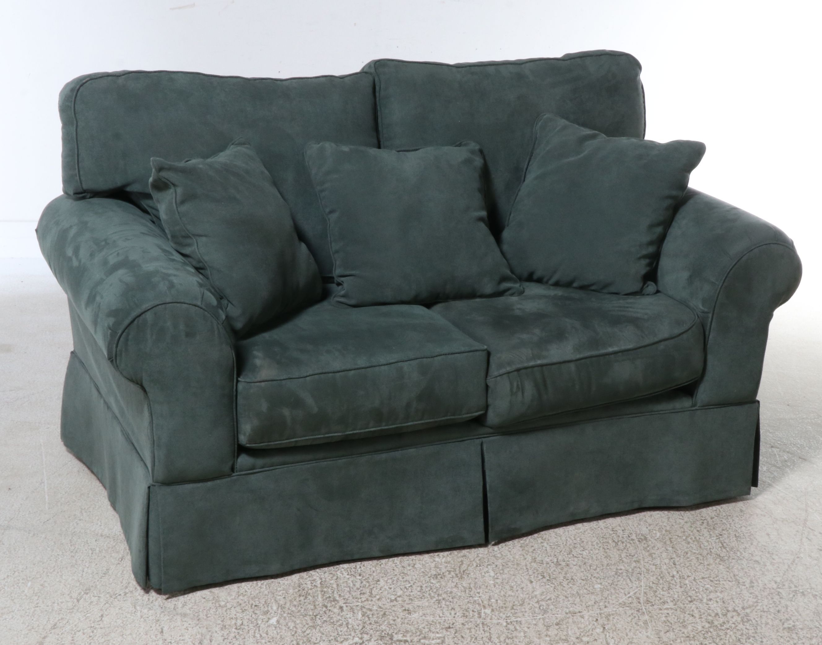 Corded Forest Green Loveseat