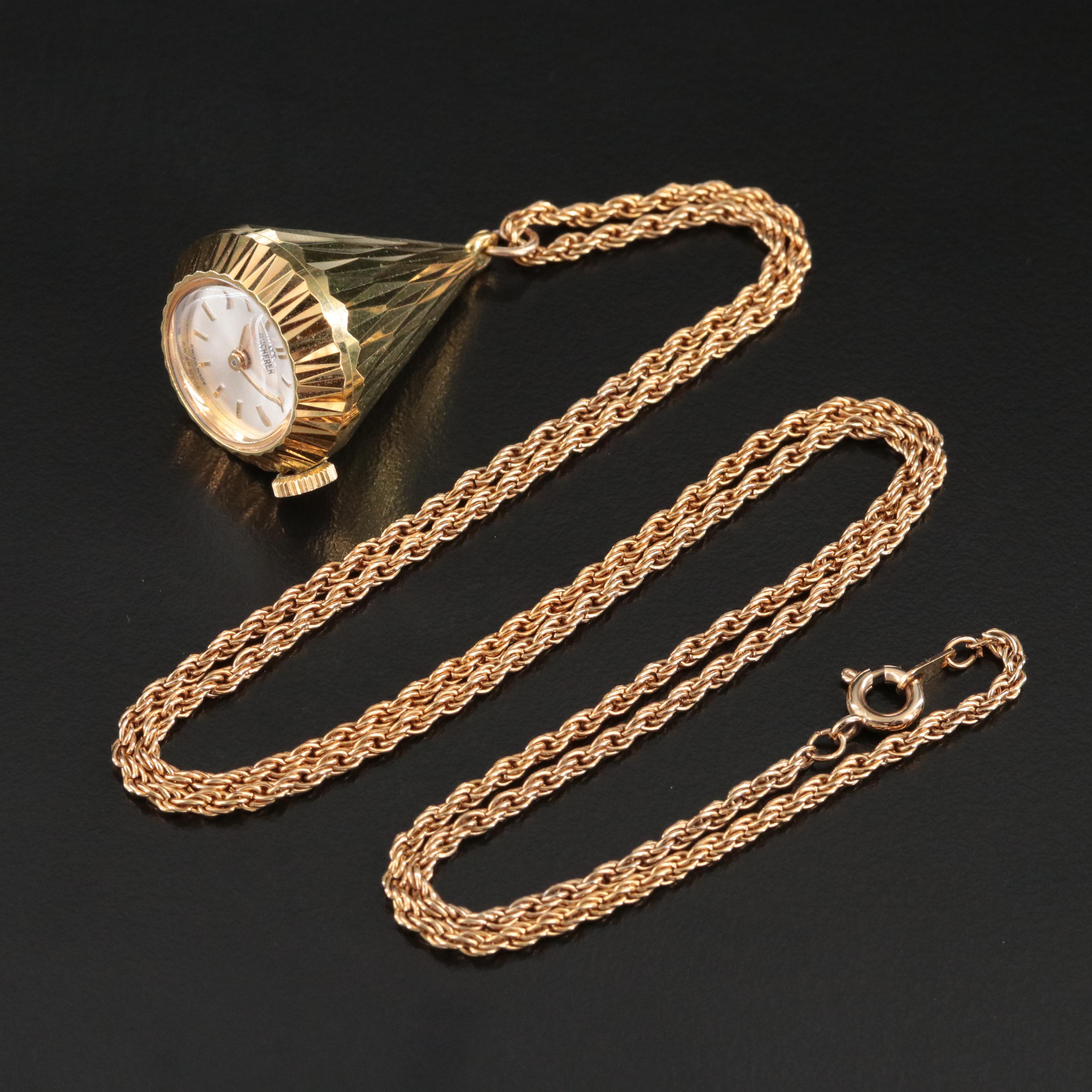 Vintage Bucherer Swiss Tapered Horn Pendant Watch