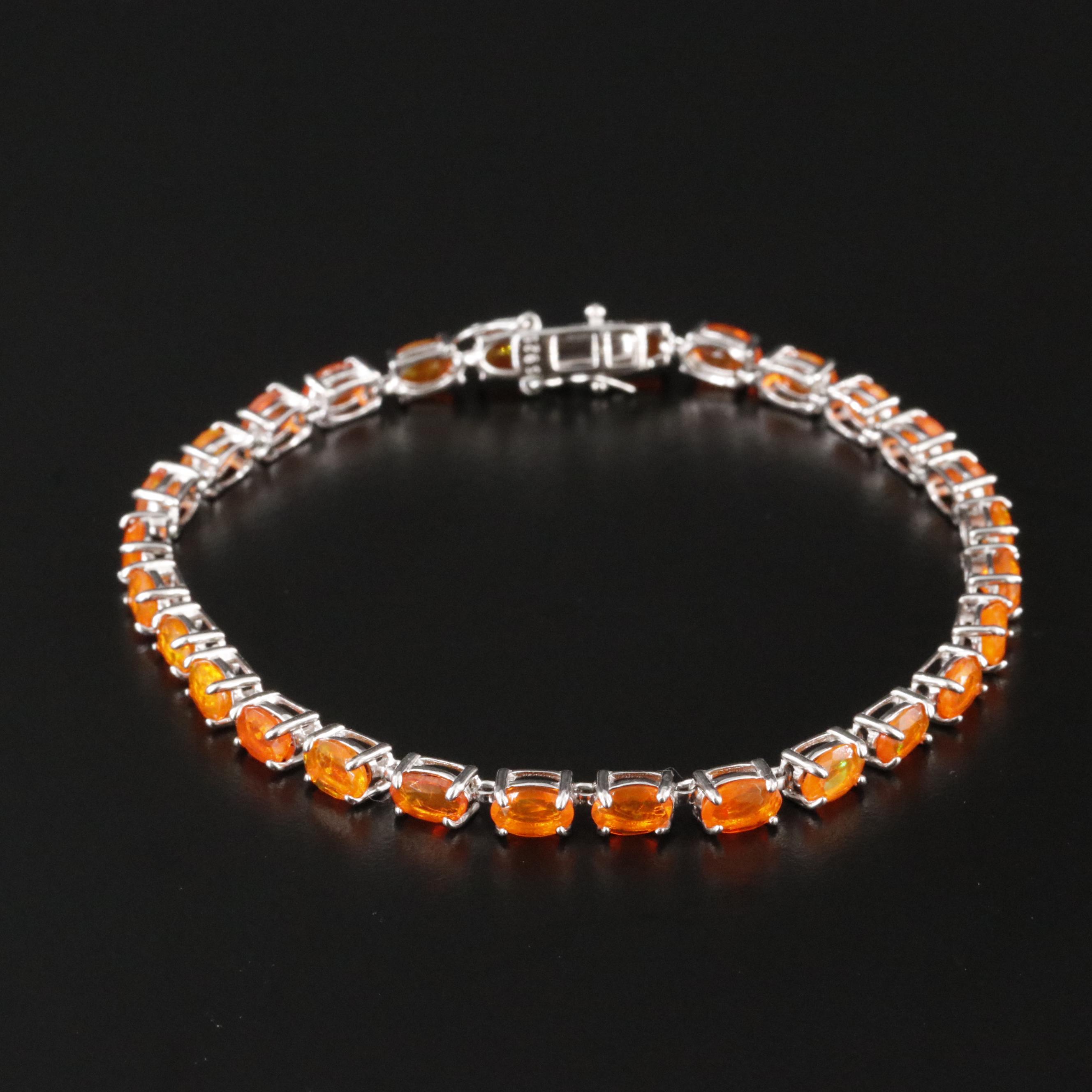 Sterling Fire Opal Bracelet