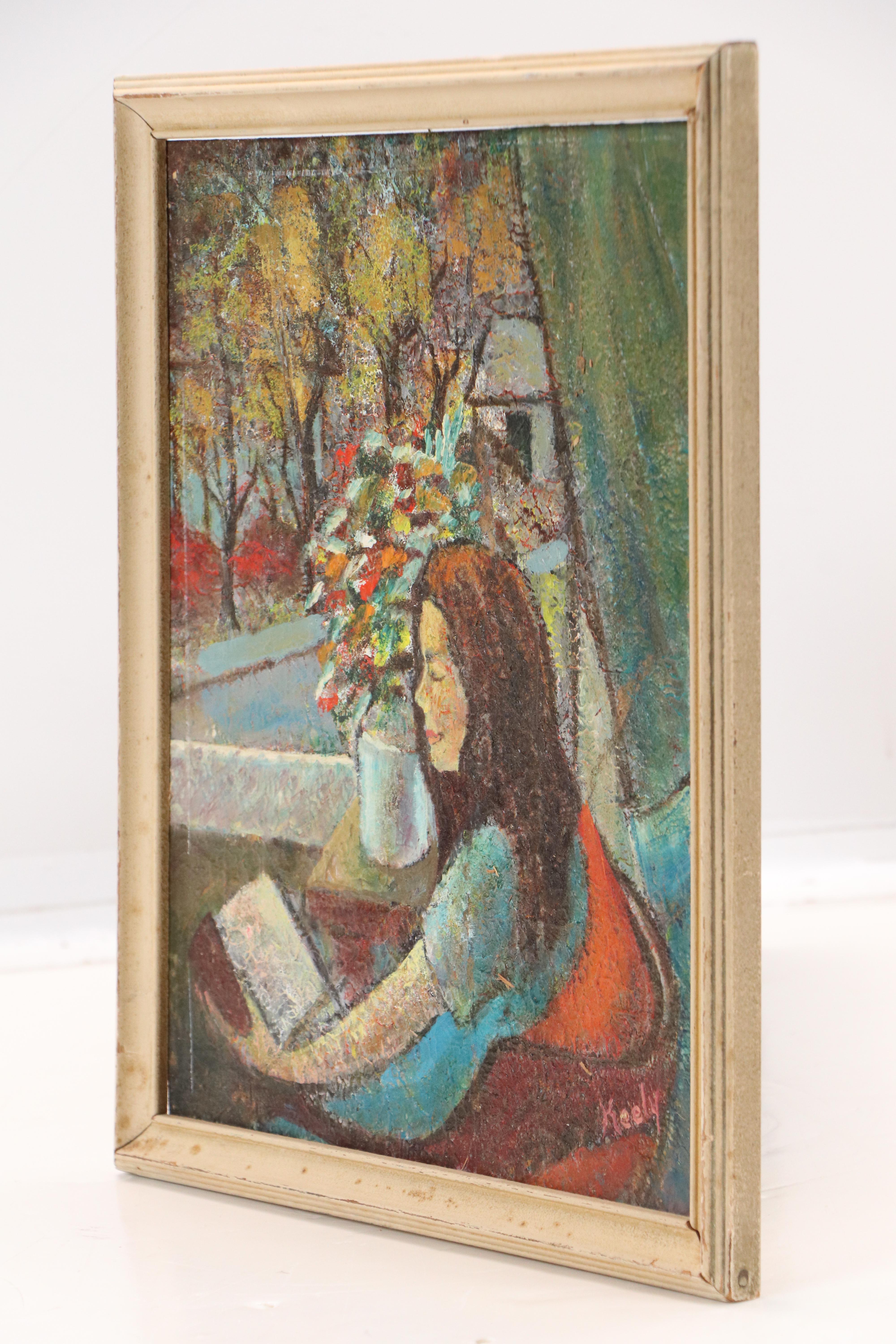 Keely Portrait Oil Painting of Woman Reading by Window