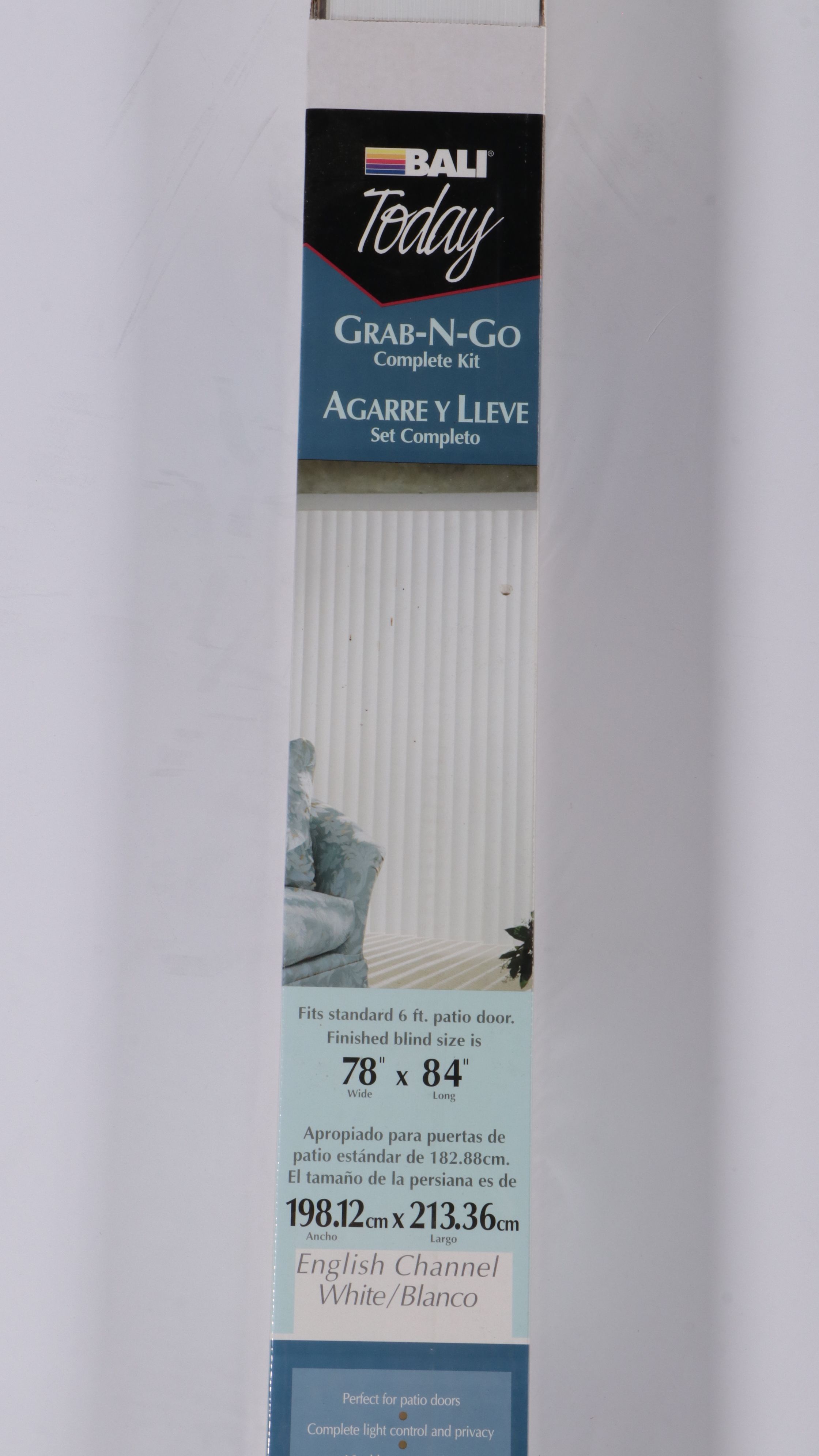Bali English Channel White Grab-n-Go 84" Vertical Patio Door Blind