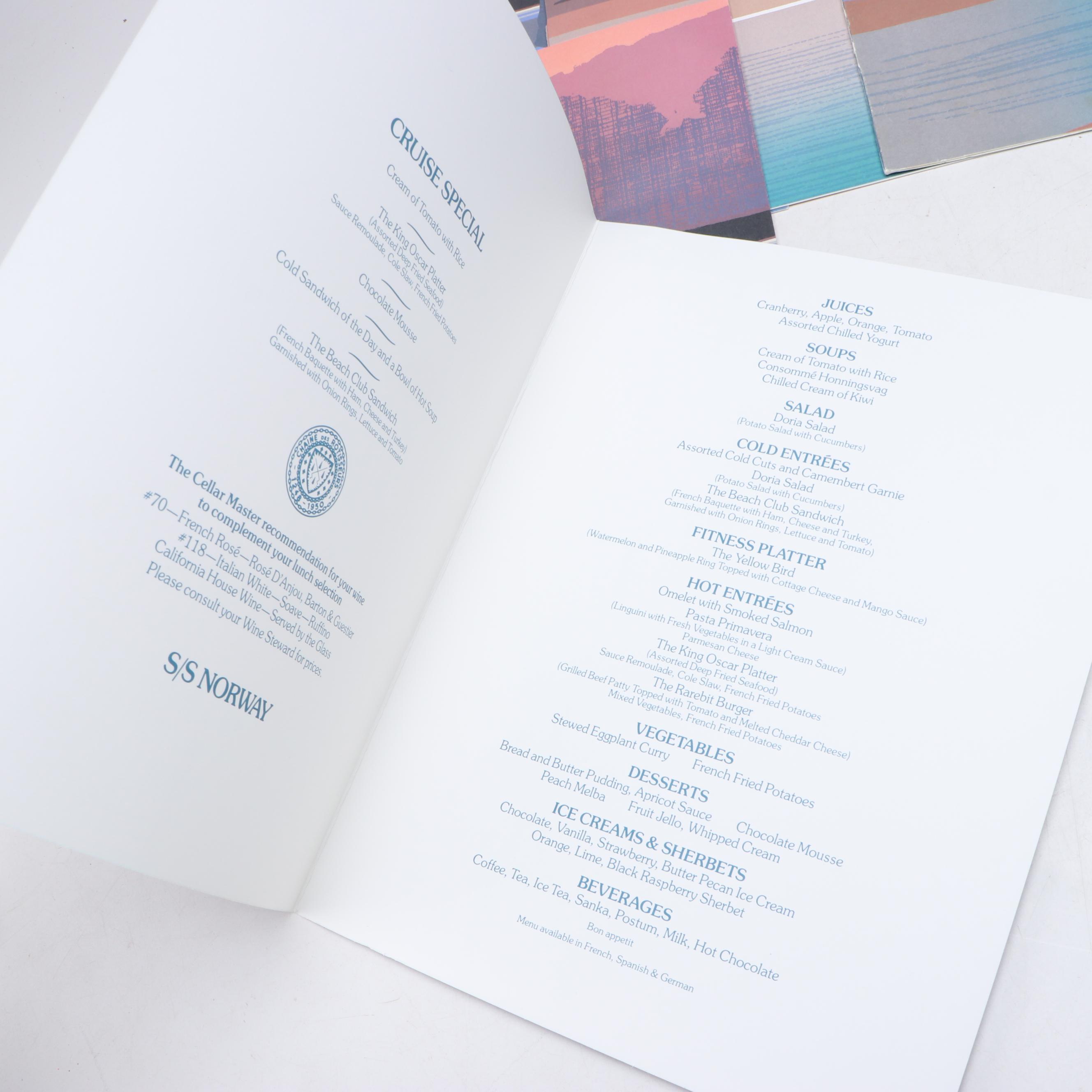 SS Norway Ship Director's Hat with Menus, Horn Style Mug and Other Décor